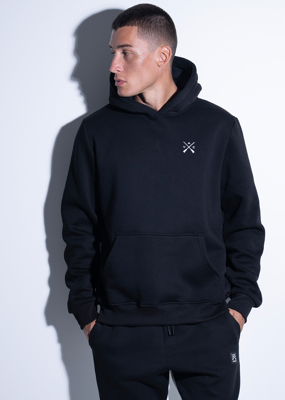 Vinyl φουτερ με τυπωμα μαυρο cotton regular fit ανδρικο