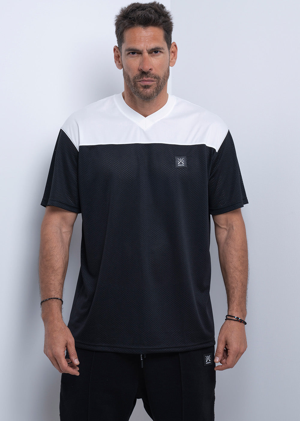 Vinyl μπλουζα μαυρο/λευκο polyester oversized ανδρικη
