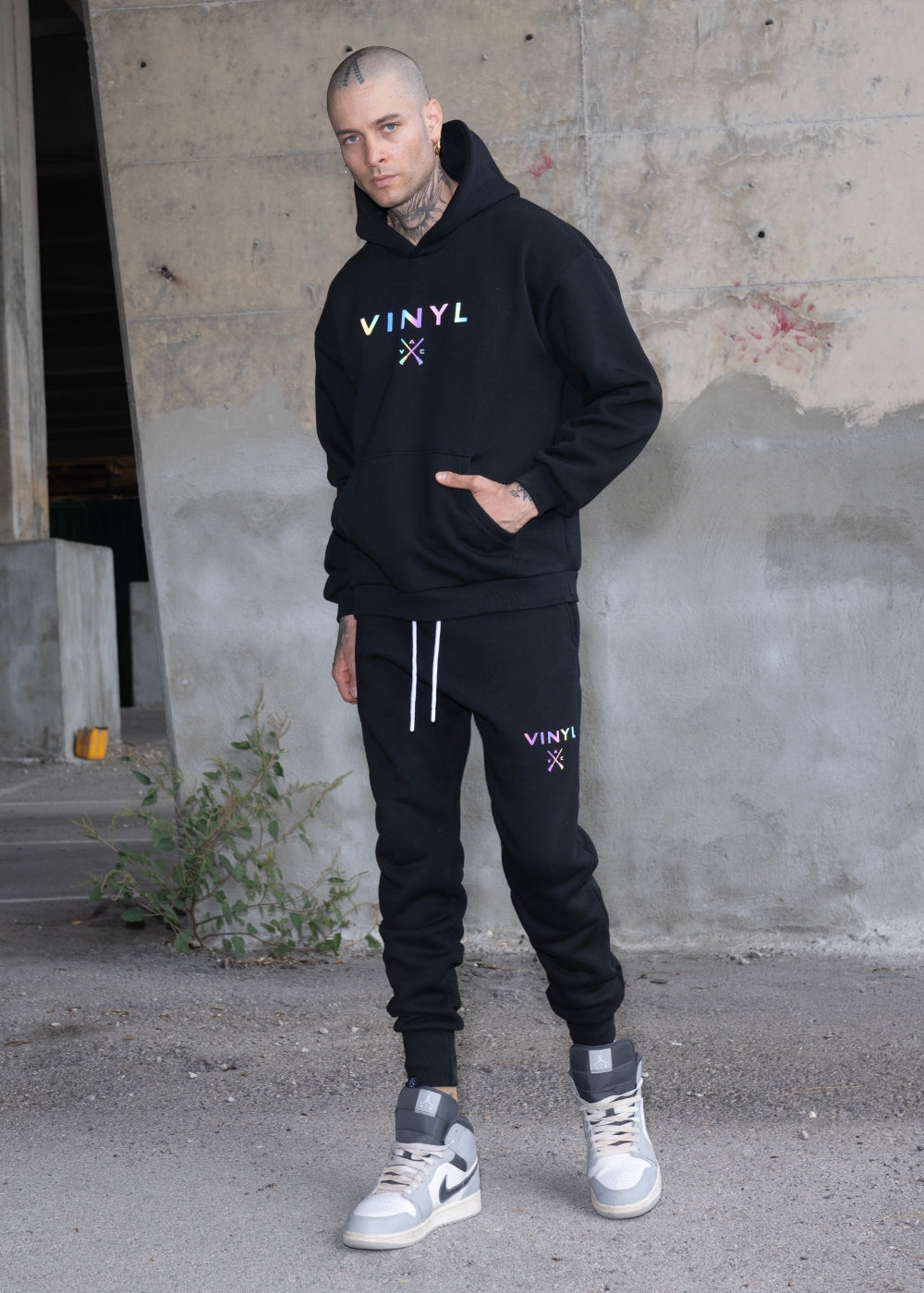 Vinyl black cotton regular fit men's jumpsuit