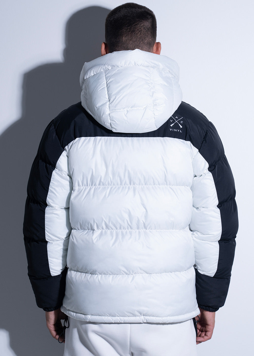 Vinyl μπουφαν puffer λευκο/μαυρο polyester regular fit ανδρικο