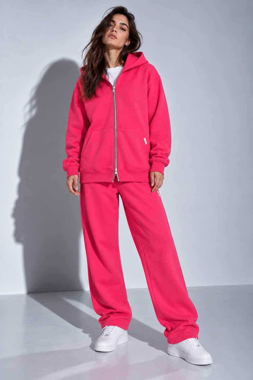 Urban zipped hoodie coral pink woman