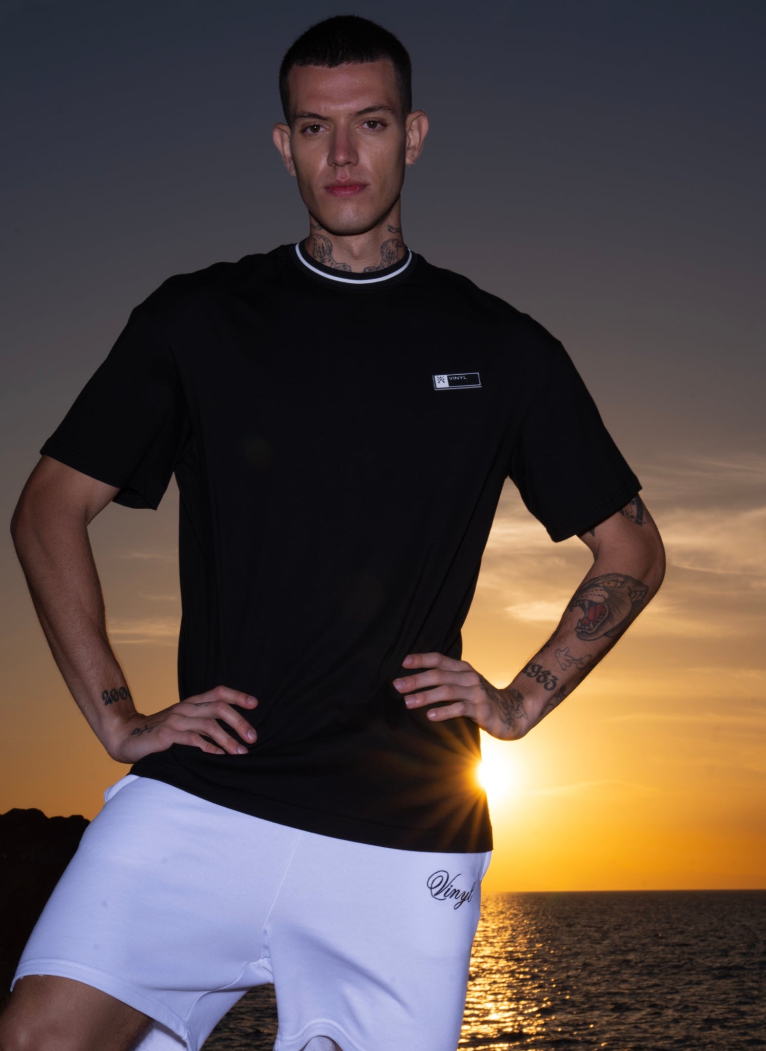 Vinyl μπλουζα με λαστιχο μαυρη cotton oversized ανδρικη