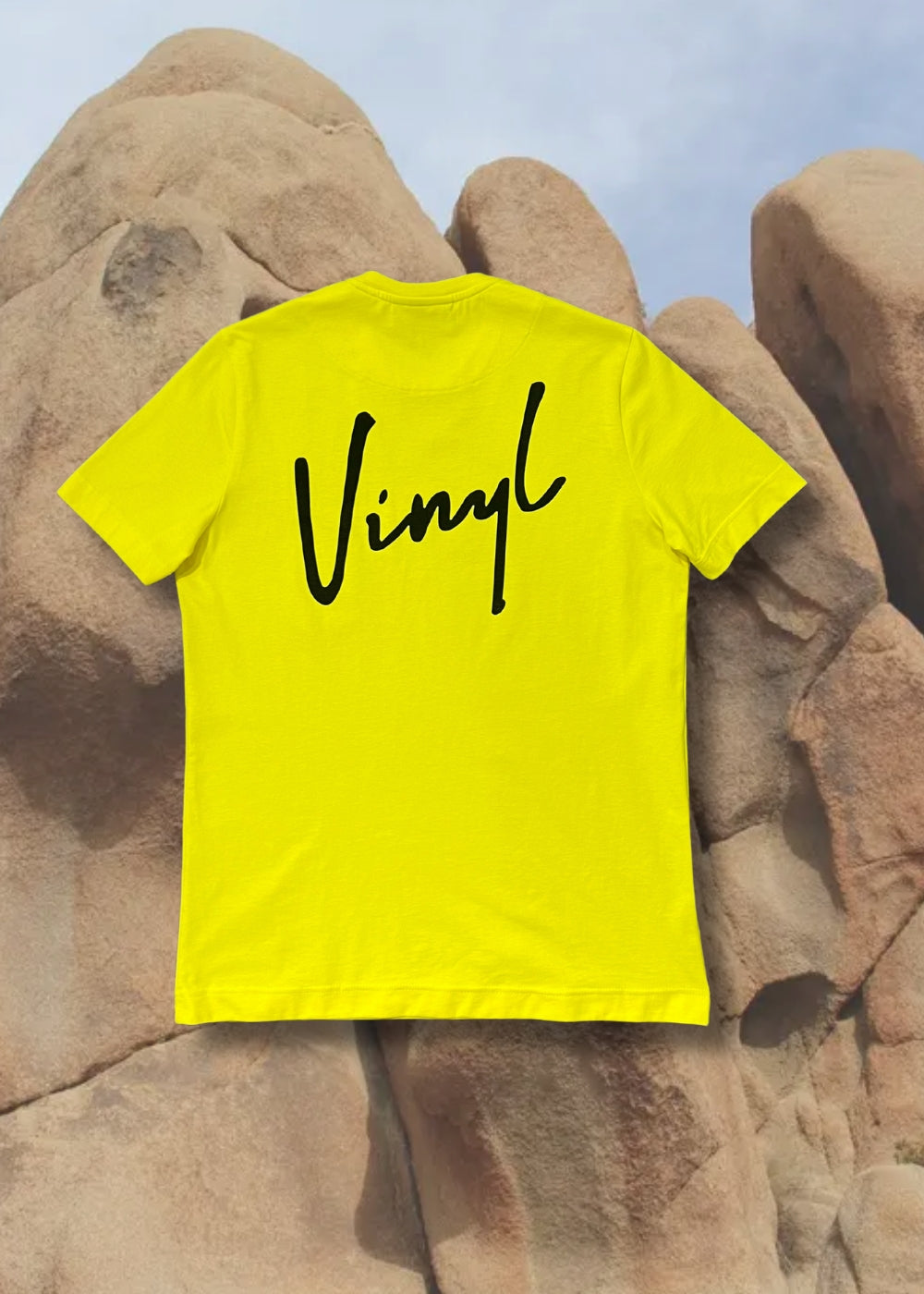 Vinyl μπλουζα με τυπωμα κιτρινη cotton regural fit ανδρικη