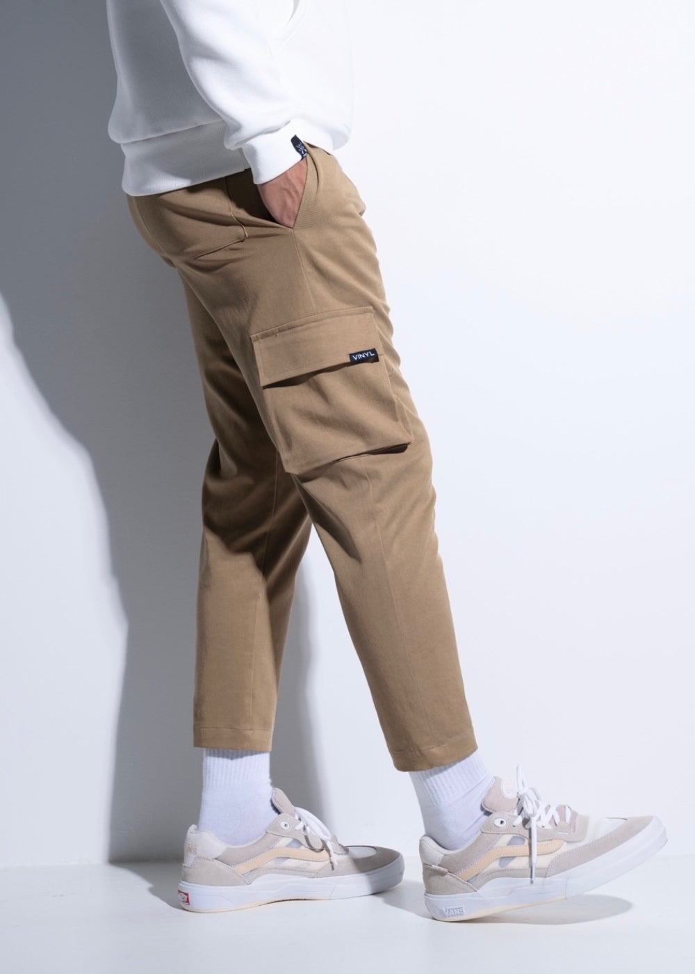 Vinyl παντελονι cargo camel cotton regular fit ανδρικο