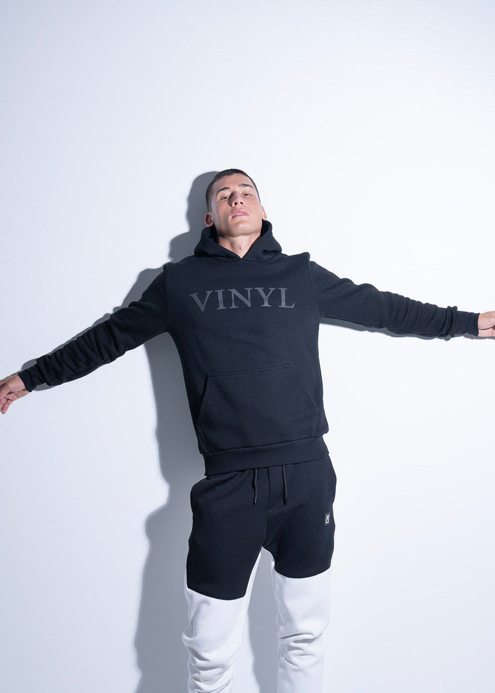 Vinyl φουτερ με τυπωμα μαυρο cotton regular fit ανδρικο