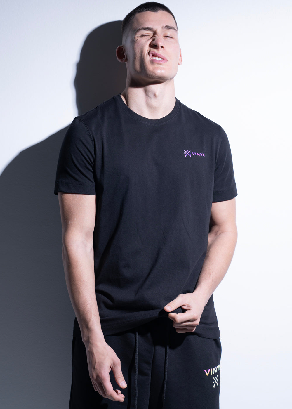 Vinyl μπλουζα μαυρη cotton regular fit ανδρικη