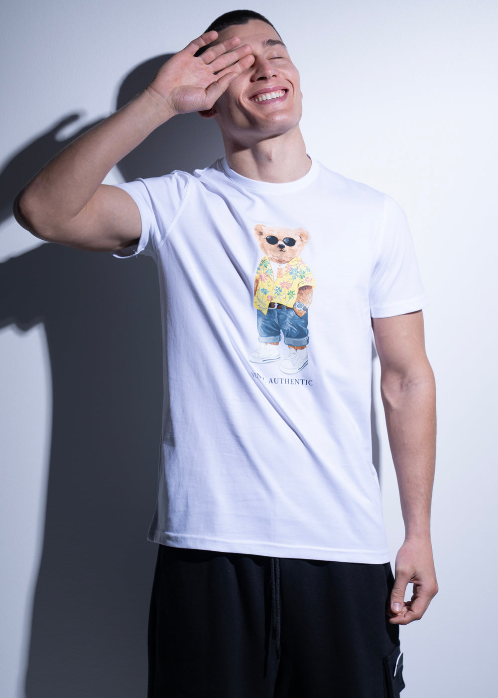 Vinyl μπλουζα με τυπωμα λευκη cotton regular fit ανδρικη