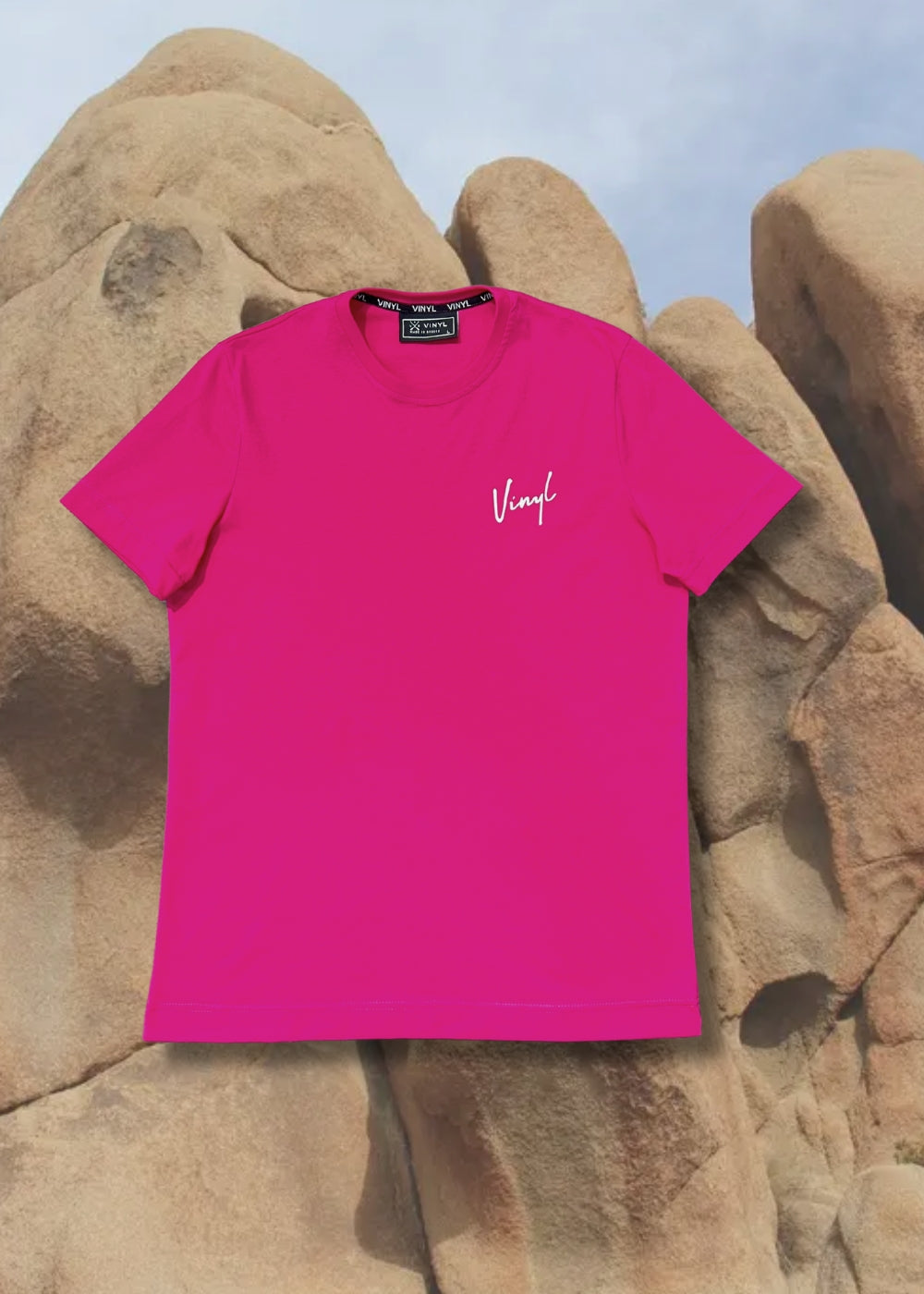 Vinyl μπλουζα με τυπωμα φουξια cotton regular fit ανδρικη