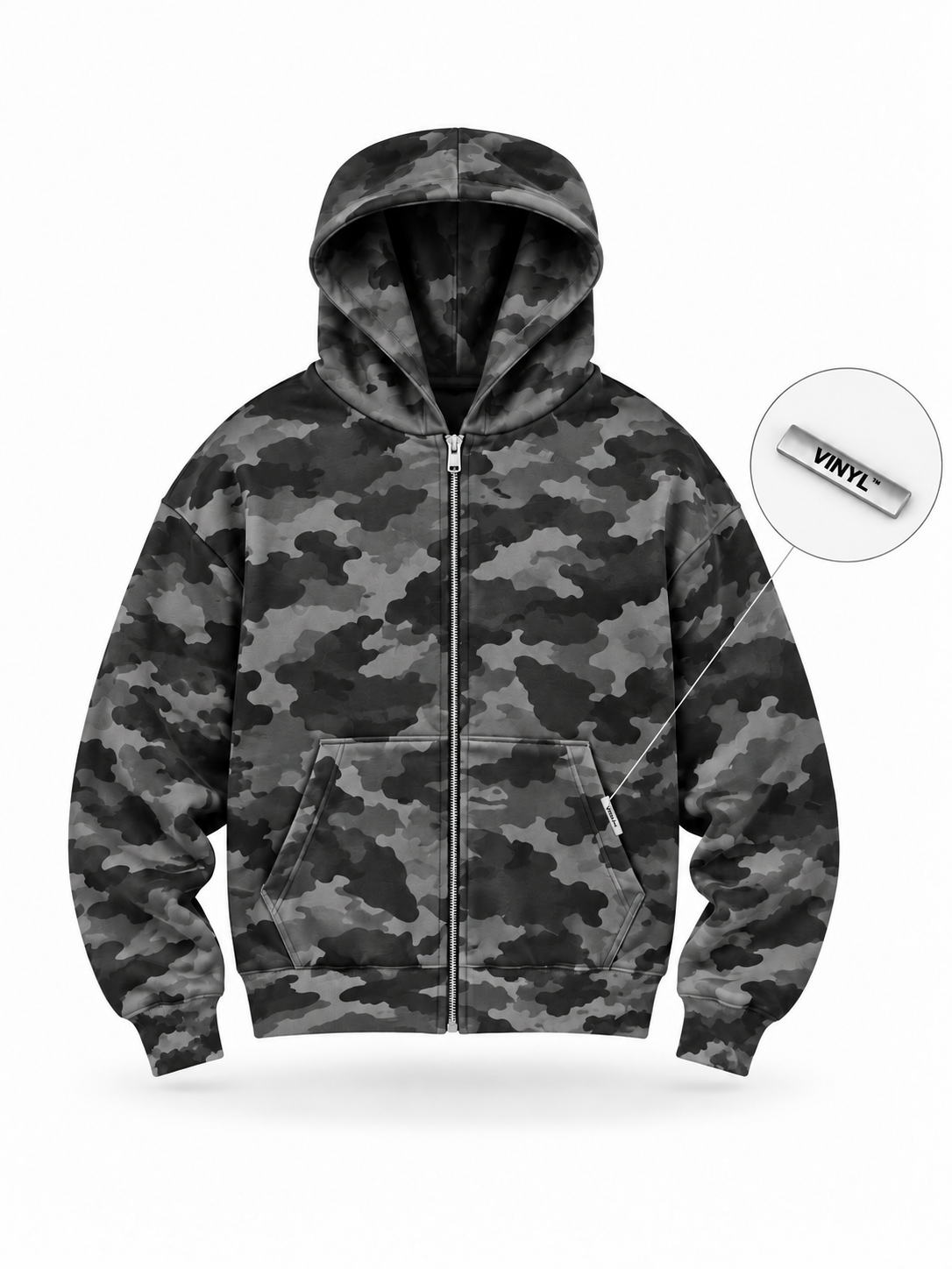 Army zipped hoodie grey