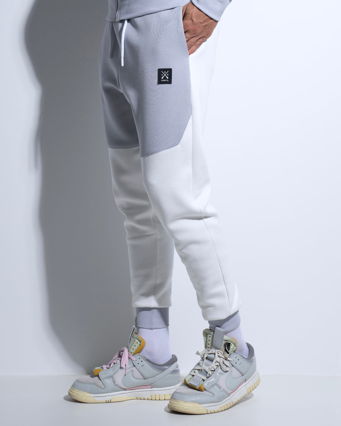 Vinyl φορμα τεχνικο φουτερ λευκο/γκρι polyester regular fit ανδρικη