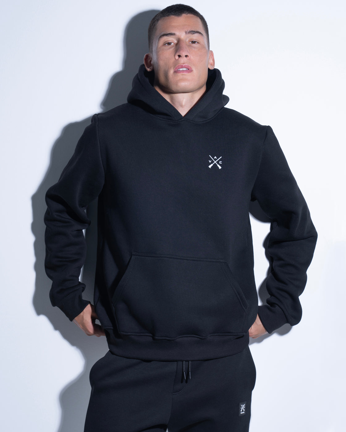 Vinyl φουτερ με τυπωμα μαυρο cotton regular fit ανδρικο