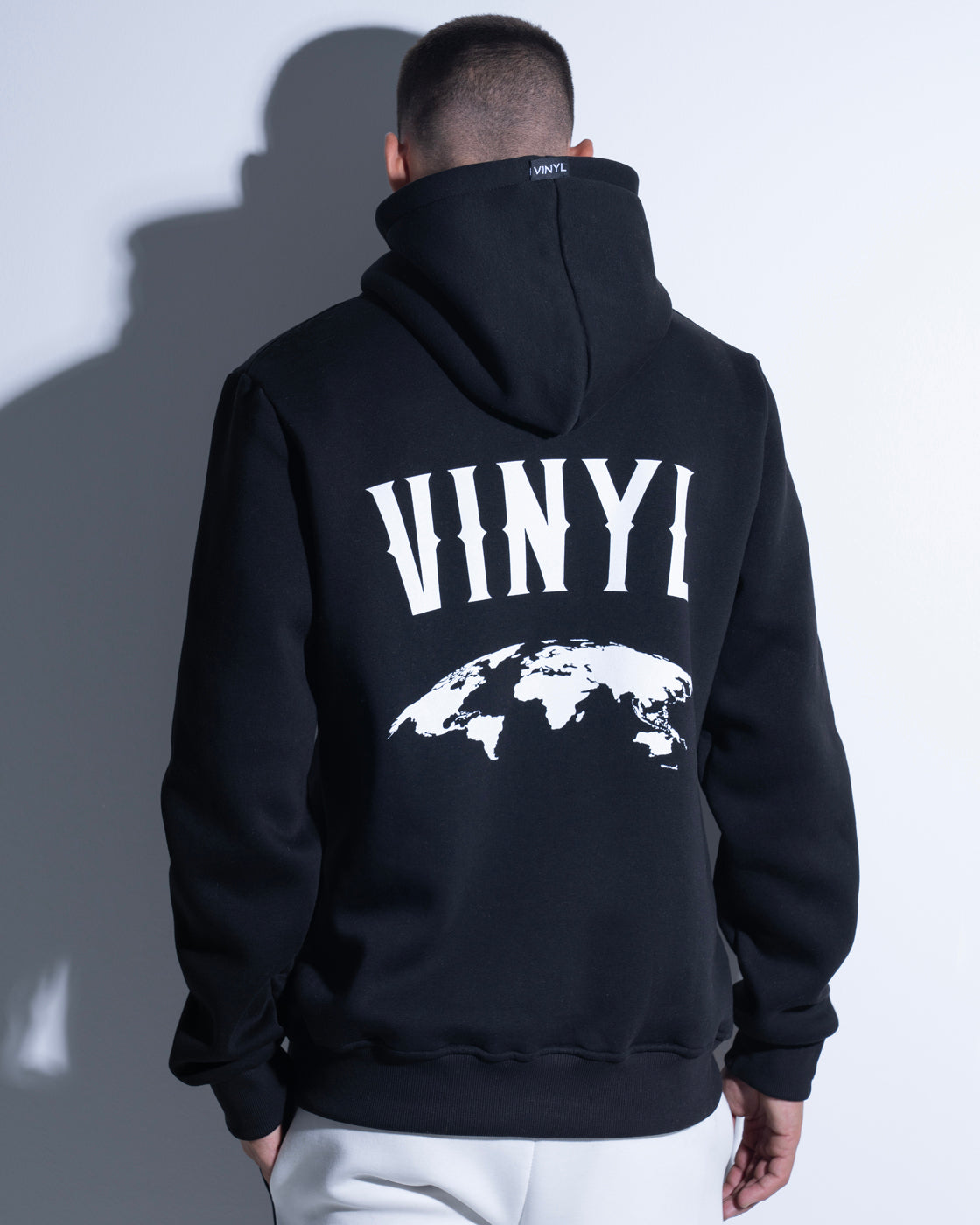Vinyl φουτερ με τυπωμα μαυρο cotton regular fit ανδρικο