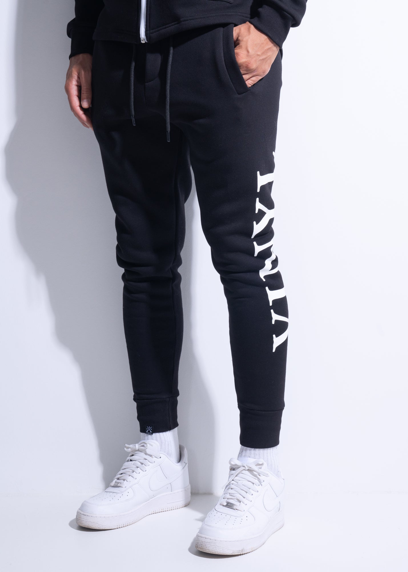 Vinyl tracksuit black with print cotton regular fit - side logo sweatpant
