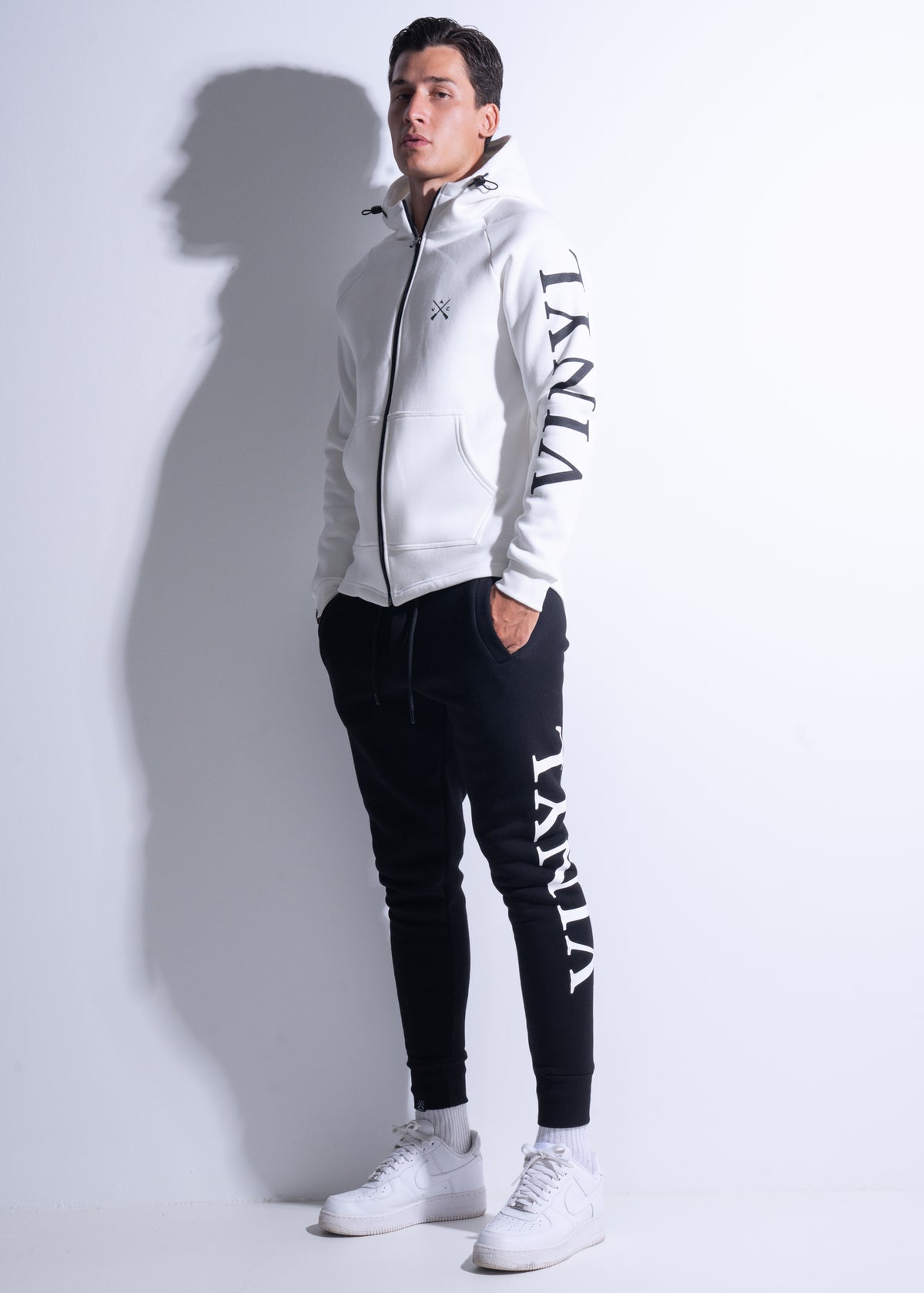 Vinyl tracksuit black with print cotton regular fit - side logo sweatpant
