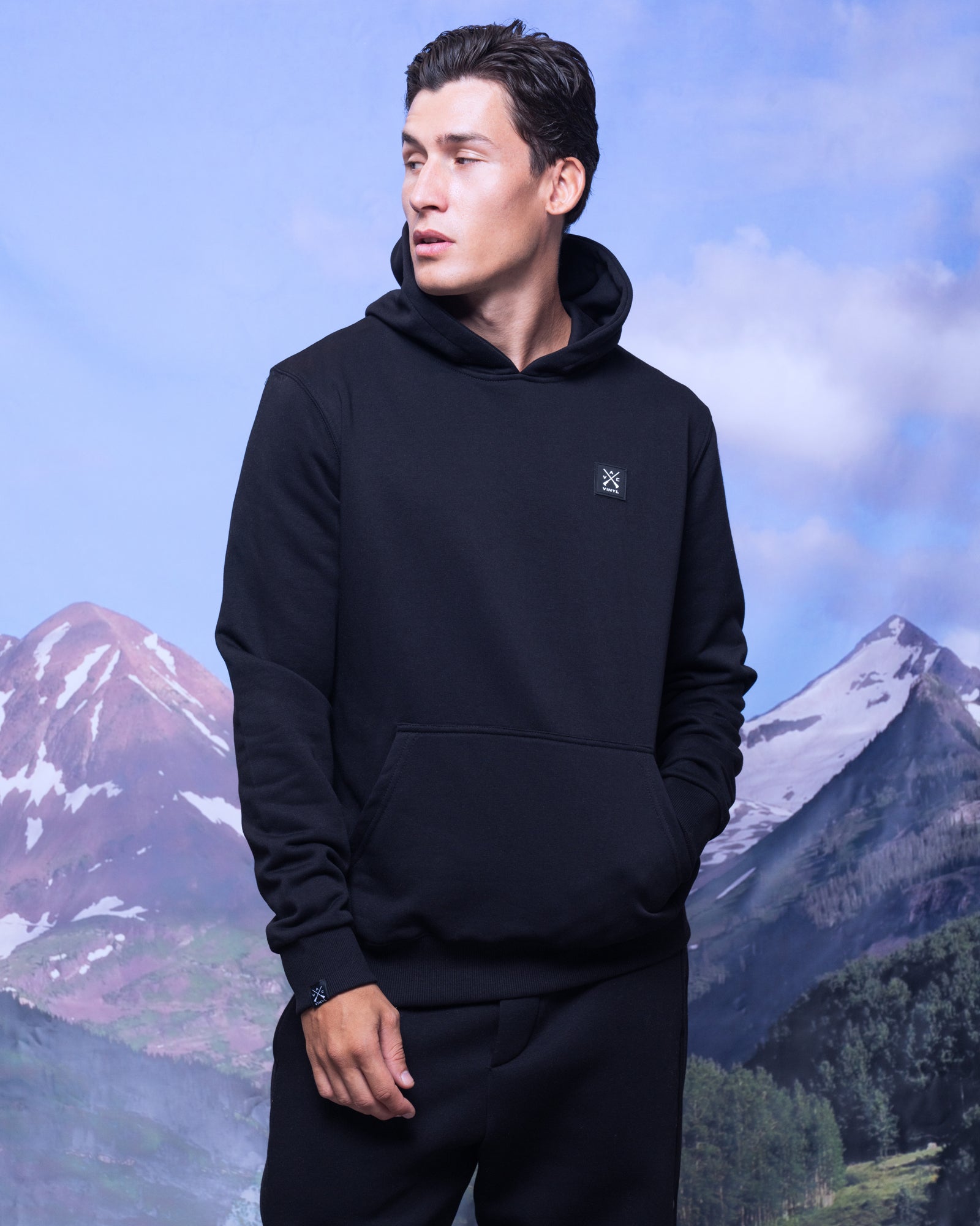 Vinyl φουτερ μαυρο με τυπωμα cotton χωρις χνουδι regular fit - betty boop hoodie