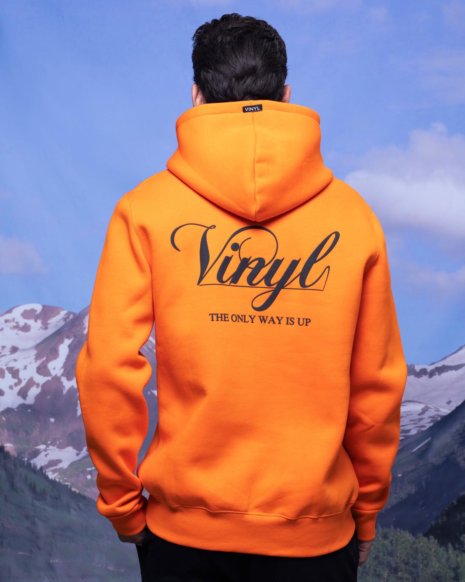 Vinyl φουτερ πορτοκαλι με τυπωμα cotton regular fit - foil print hoodie