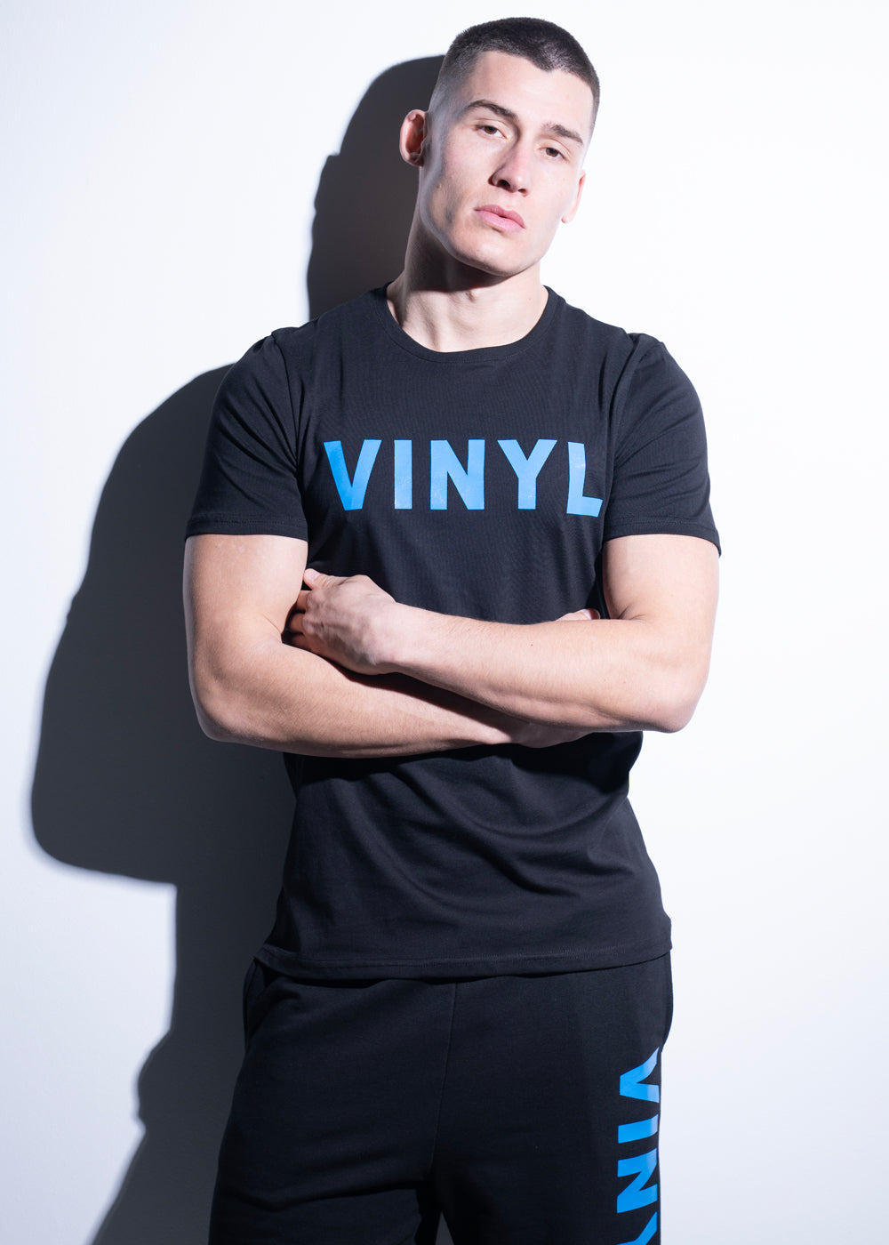 Vinyl μπλουζα με τυπωμα μαυρη cotton regular fit ανδρικη