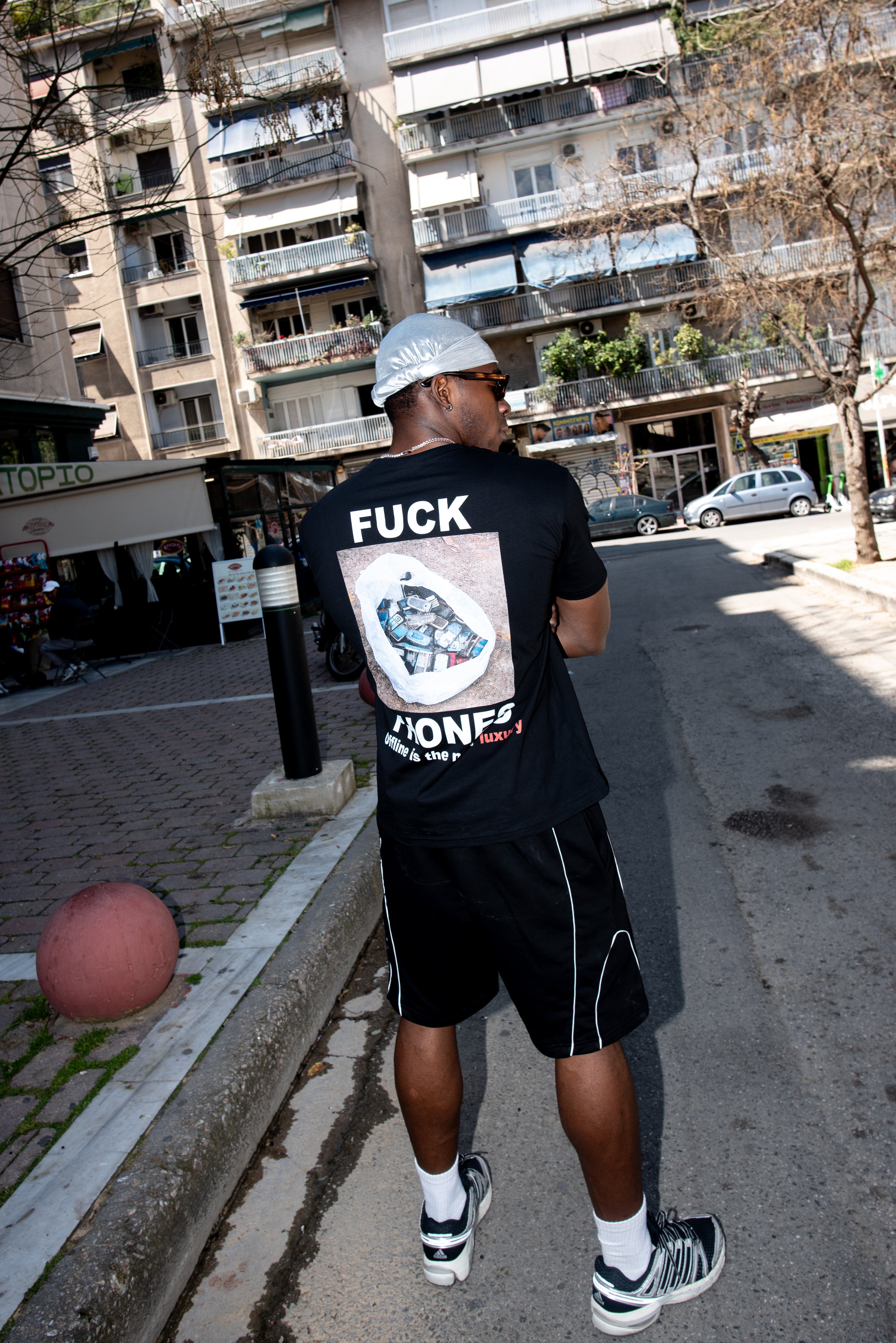 Vinyl T-shirt with white print cotton regular fit - golden aura t-shirt - limited edition