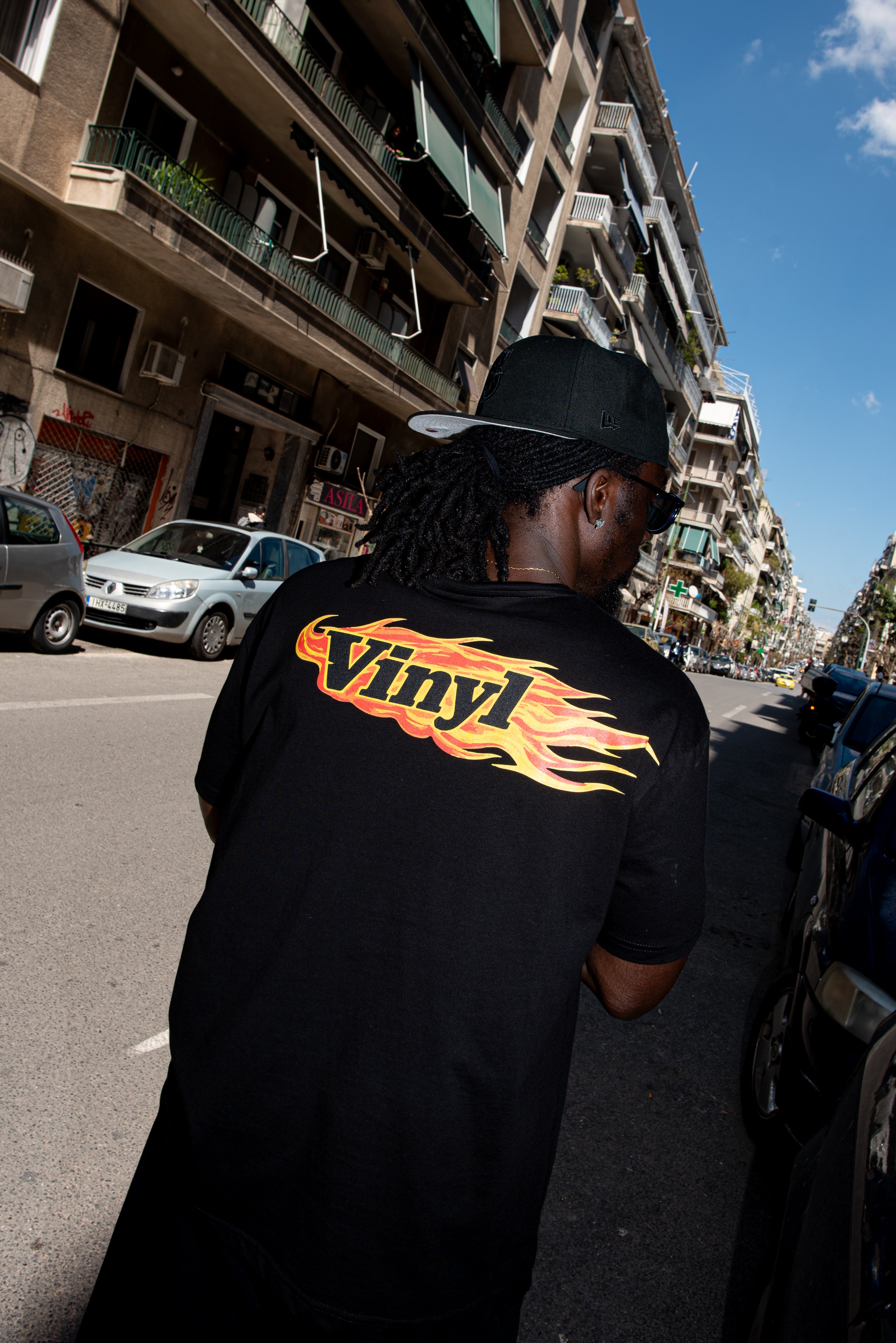 Vinyl T-shirt with white print cotton regular fit - golden aura t-shirt - limited edition