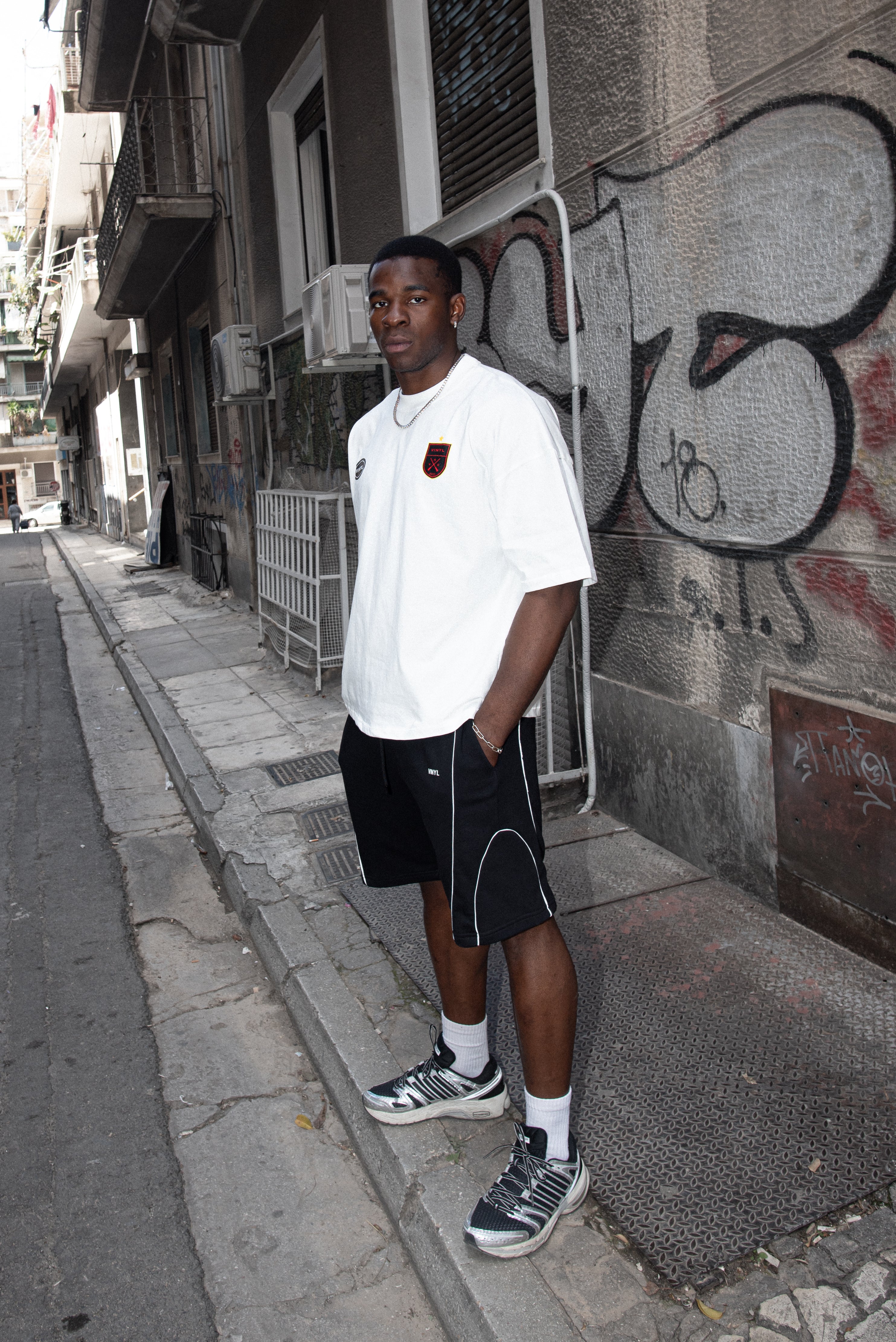 Vinyl T-shirt with white print cotton regular fit - golden aura t-shirt - limited edition