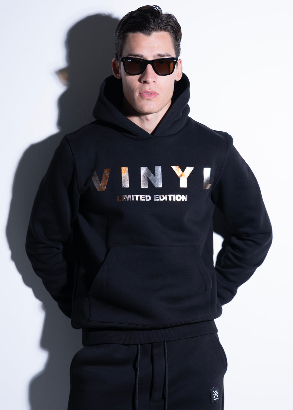 Vinyl φουτερ μαυρο με τυπωμα cotton regular fit - limited edition hoodie