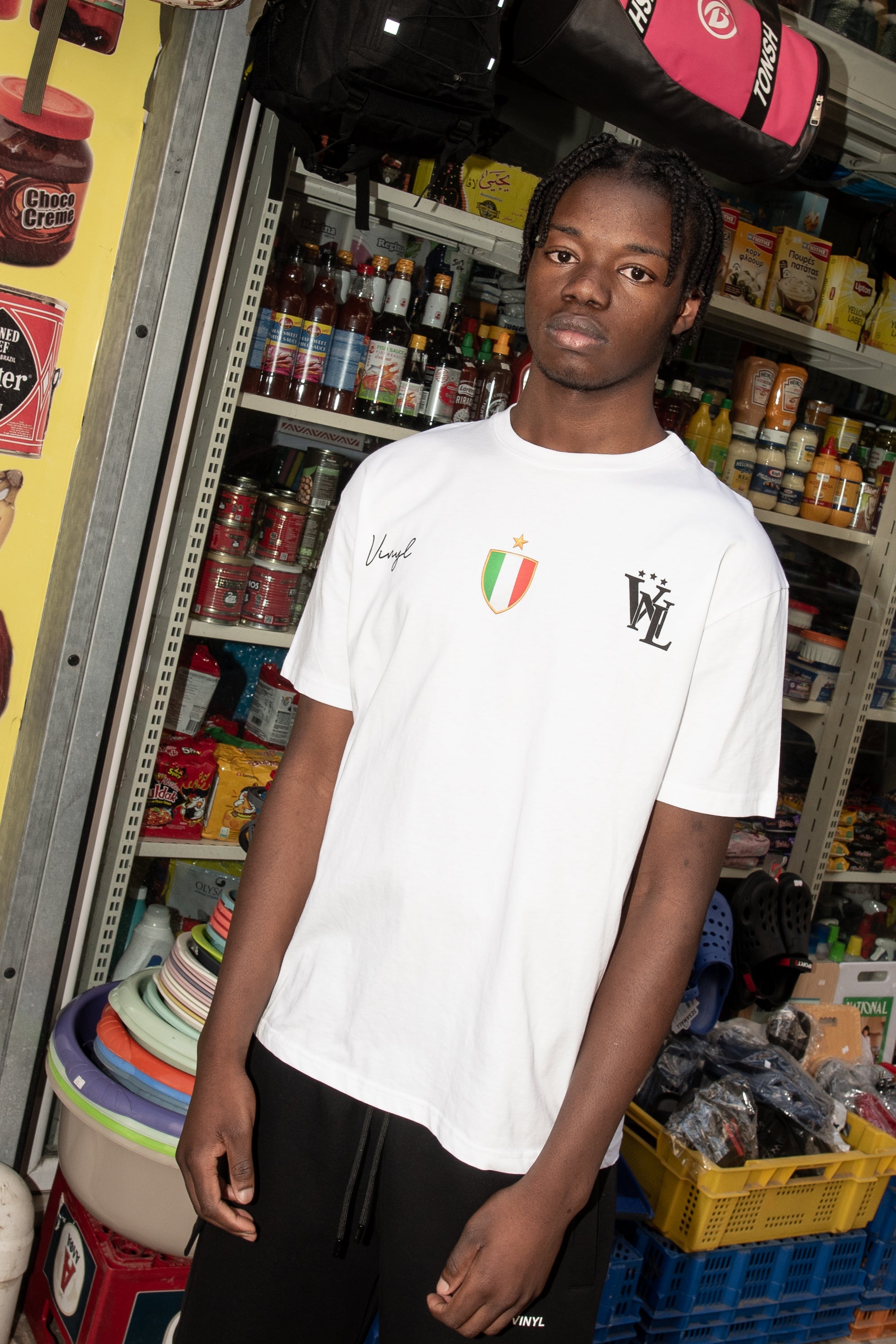 Vinyl T-shirt with white print cotton regular fit - golden aura t-shirt - limited edition