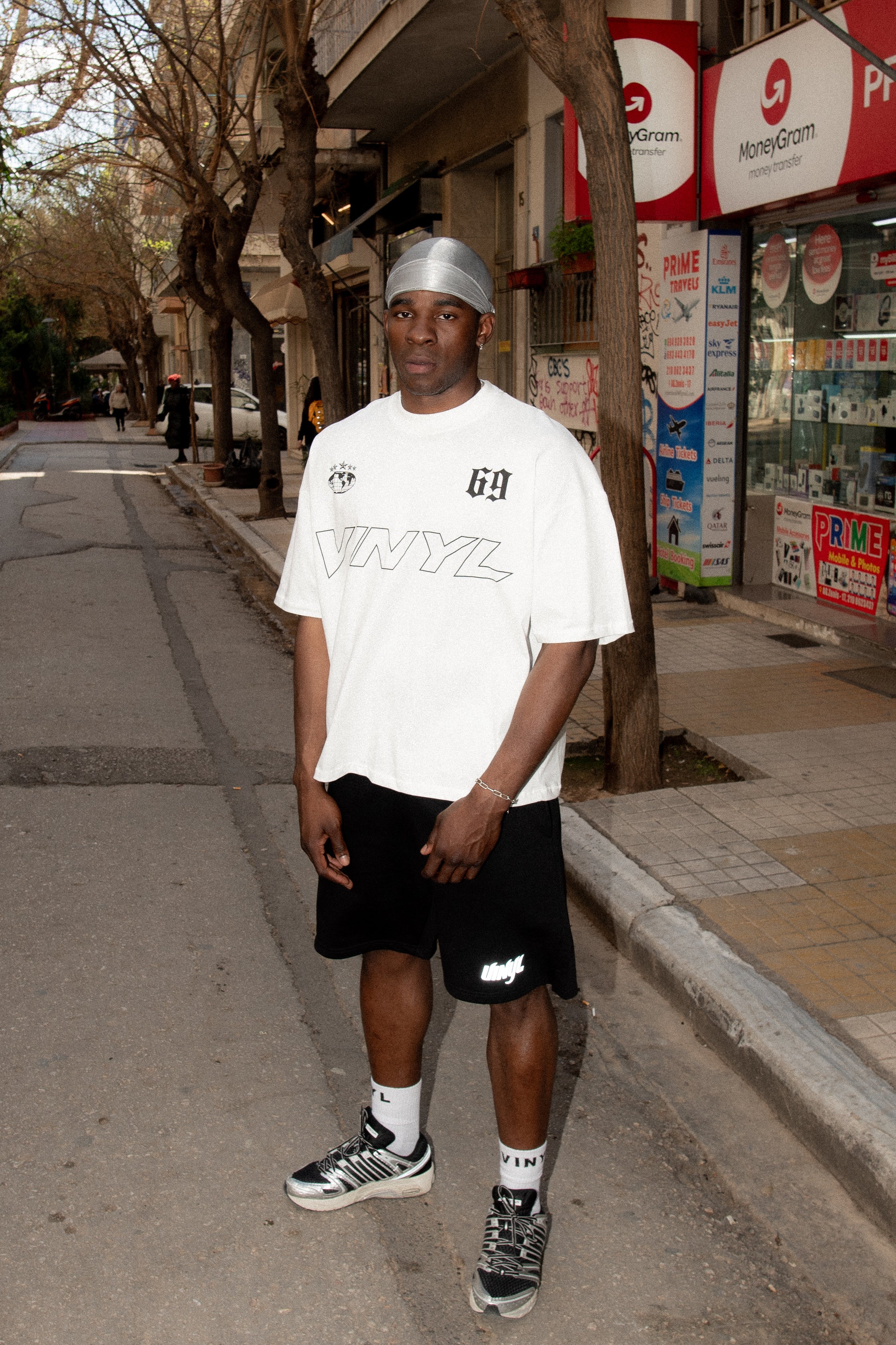 Vinyl T-shirt with white print cotton regular fit - golden aura t-shirt - limited edition