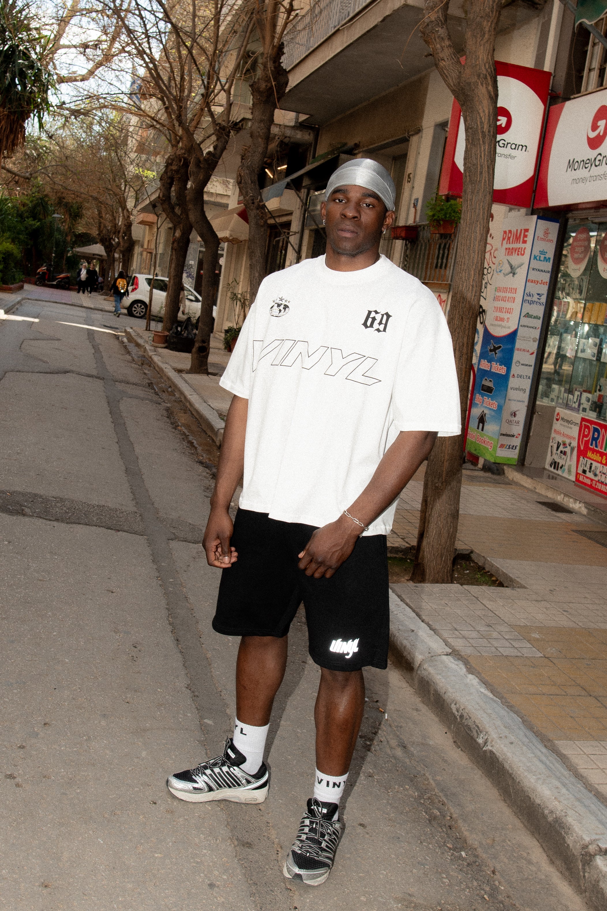 Vinyl T-shirt with white print cotton regular fit - golden aura t-shirt - limited edition