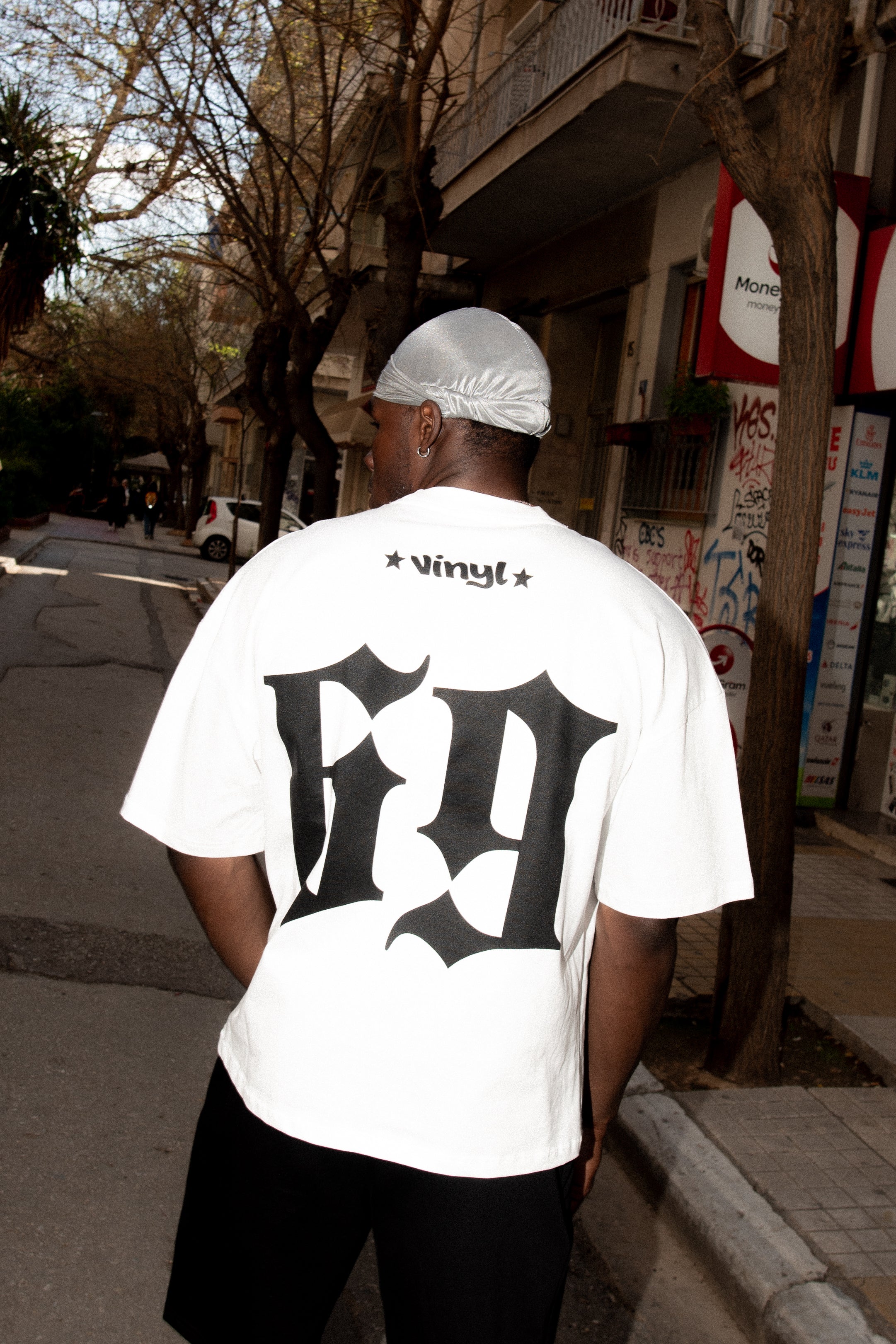 Vinyl T-shirt with white print cotton regular fit - golden aura t-shirt - limited edition