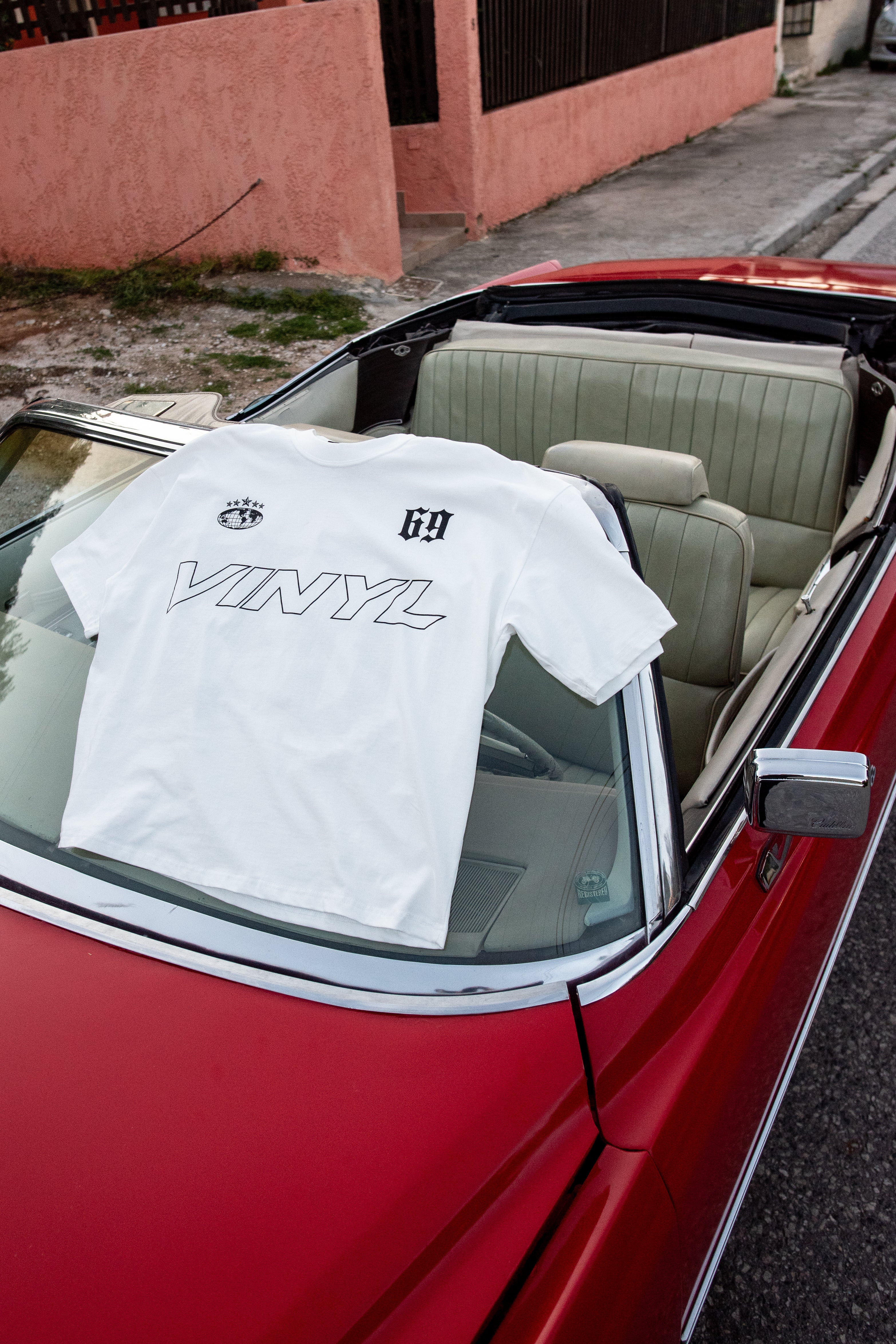 Vinyl T-shirt with white print cotton regular fit - golden aura t-shirt - limited edition