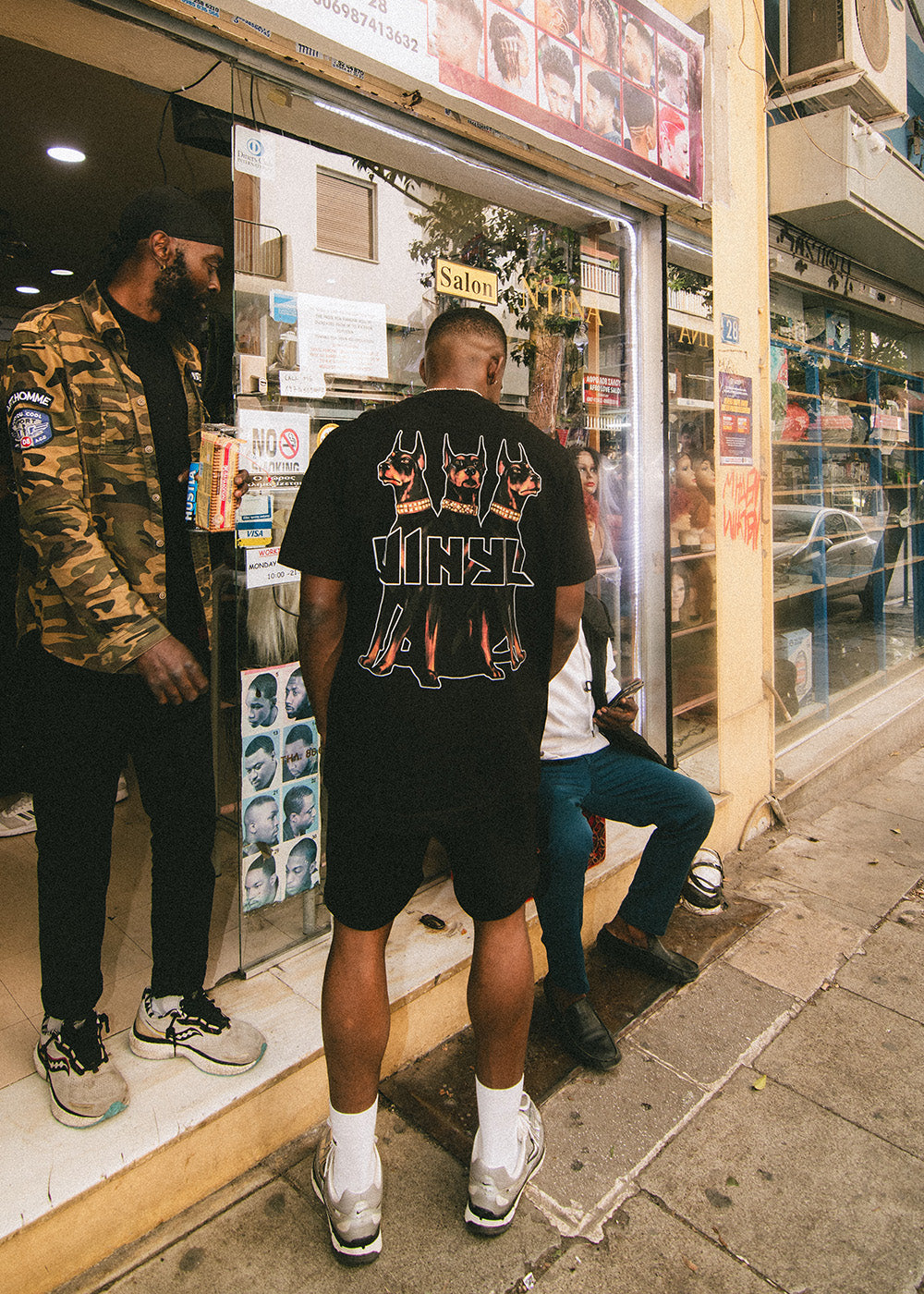 Vinyl μπλουζα με τυπωμα μαυρη cotton oversized - dogs gang t-shirt