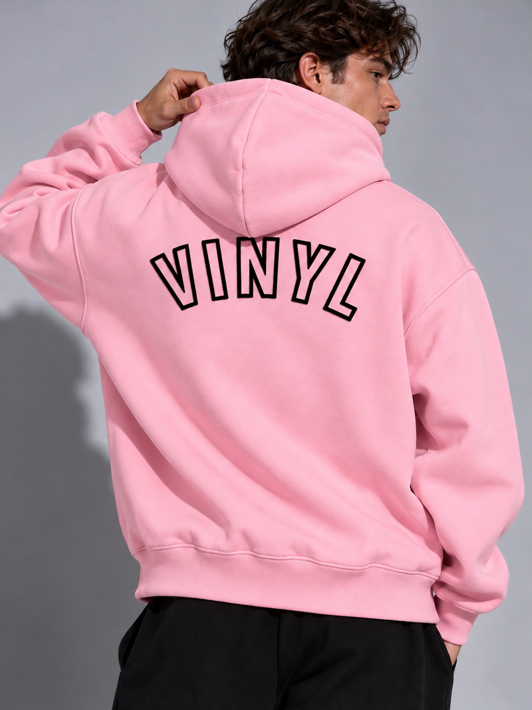 Graphic zipped hoodie pink