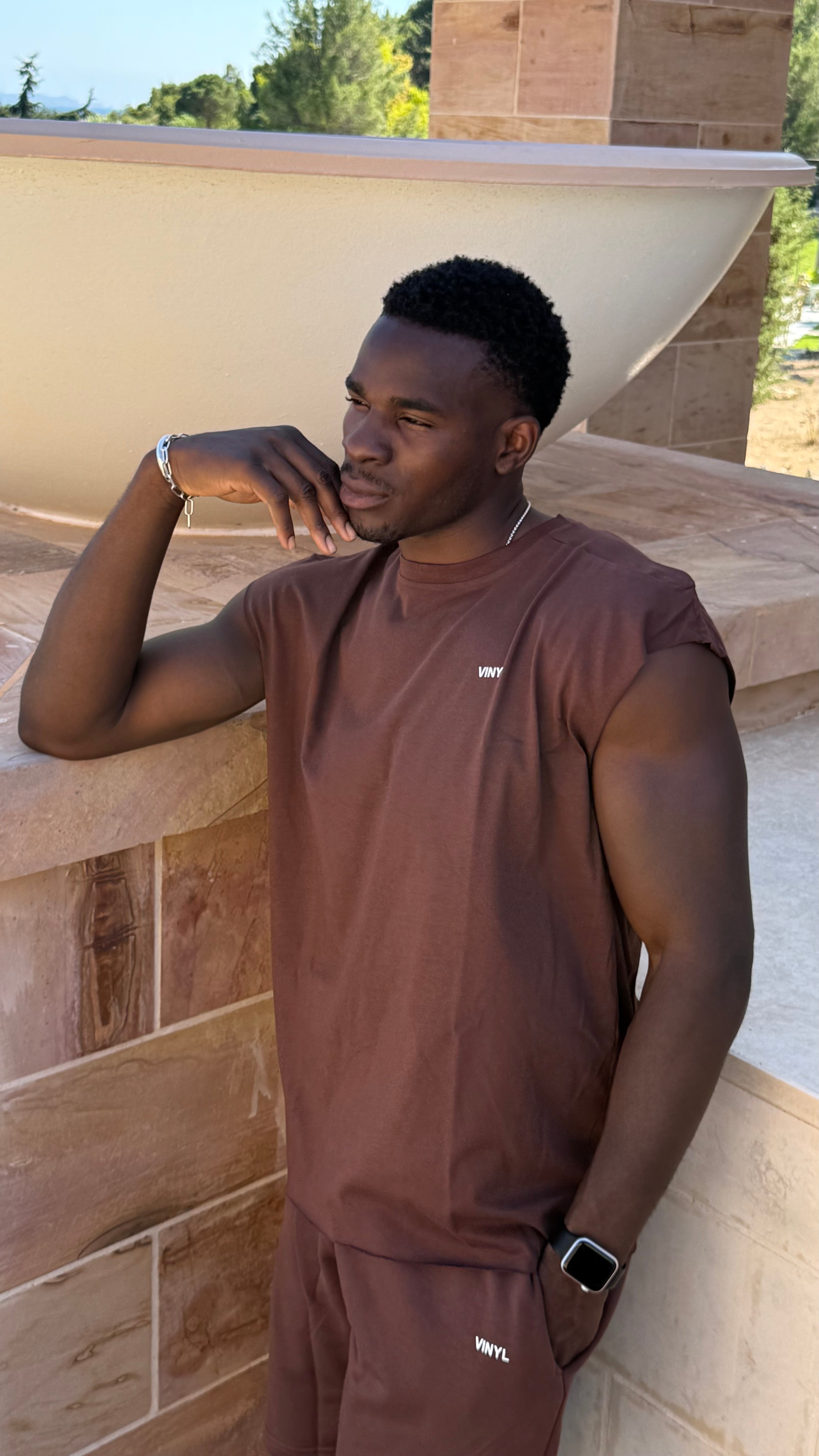 Vinyl sleeveless tee with logo white cotton oversized - vinyl sleeveless tee