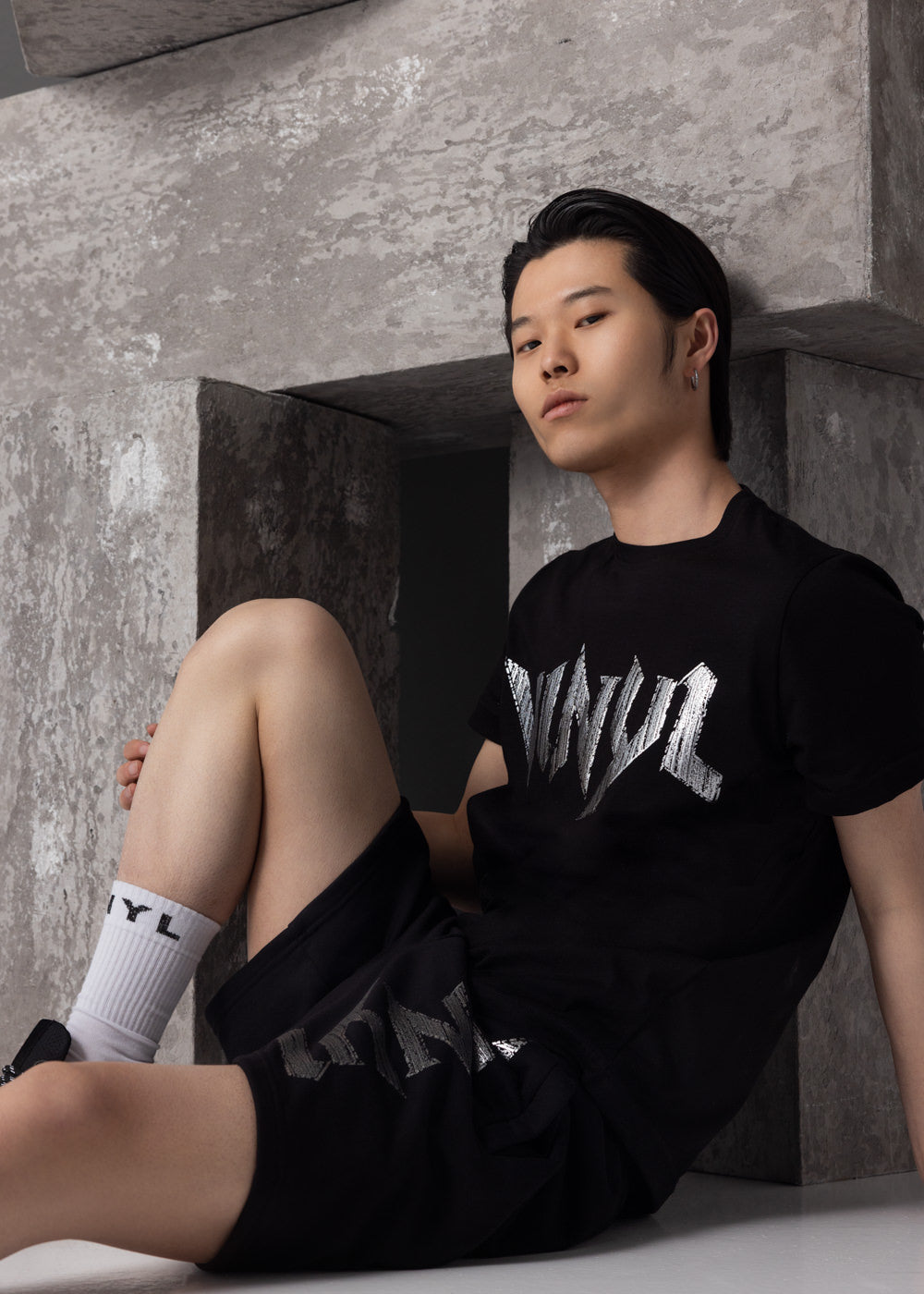 Vinyl μπλουζα με τυπωμα μαυρη cotton regular fit - dark echo t-shirt