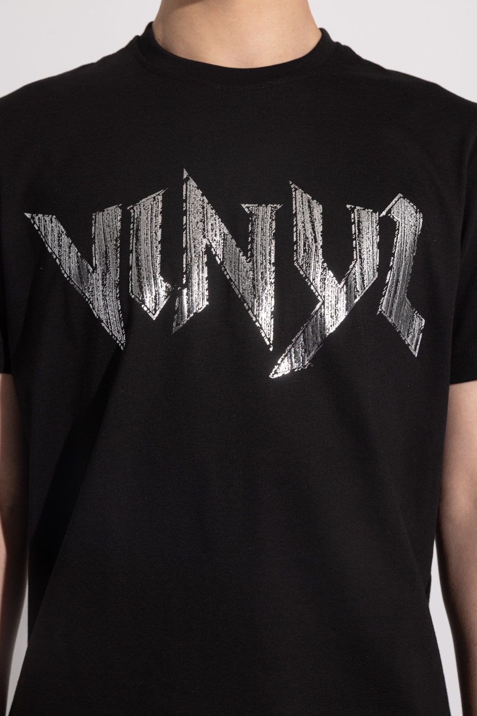 Vinyl μπλουζα με τυπωμα μαυρη cotton regular fit - dark echo t-shirt