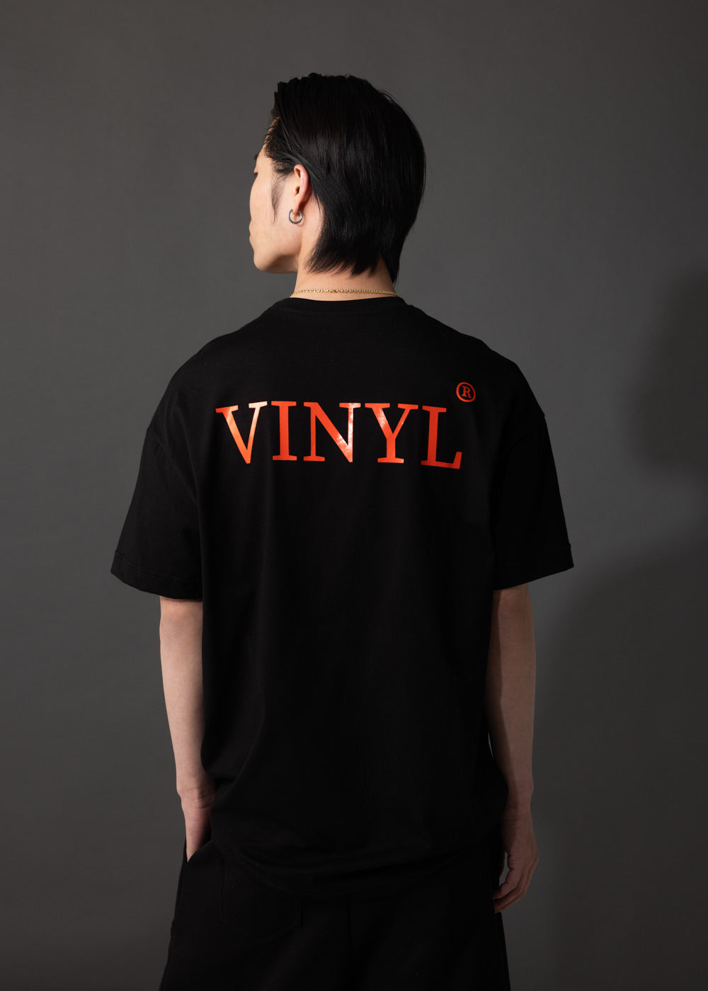 Vinyl μπλουζα με τυπωμα μαυρη cotton oversized - authentically you t-shirt