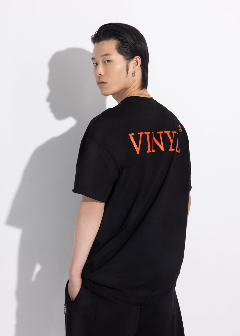 Vinyl μπλουζα με τυπωμα μαυρη cotton oversized - authentically you t-shirt