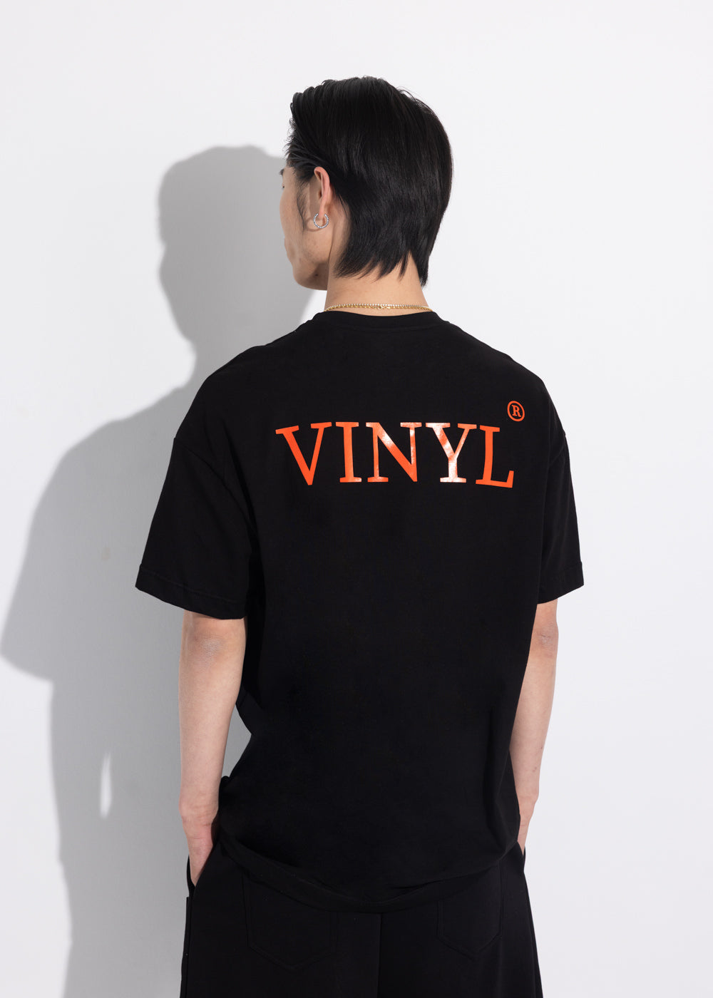 Vinyl μπλουζα με τυπωμα μαυρη cotton oversized - authentically you t-shirt