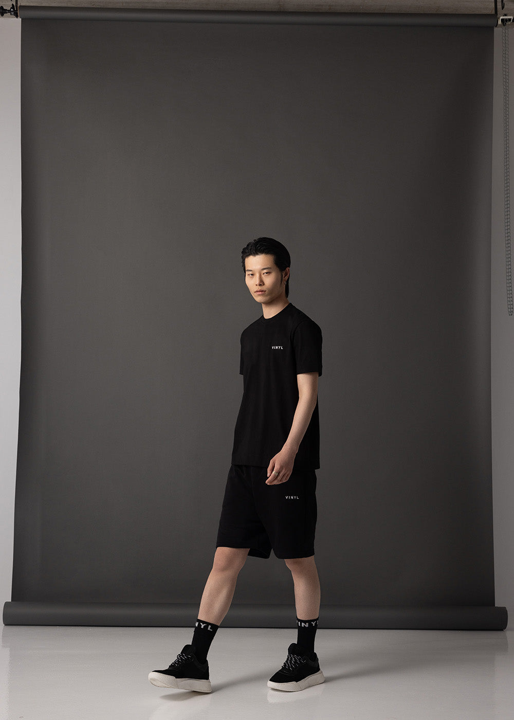 Vinyl μπλουζα με κέντημα μαυρη cotton regular fit - needlecraft logo tee
