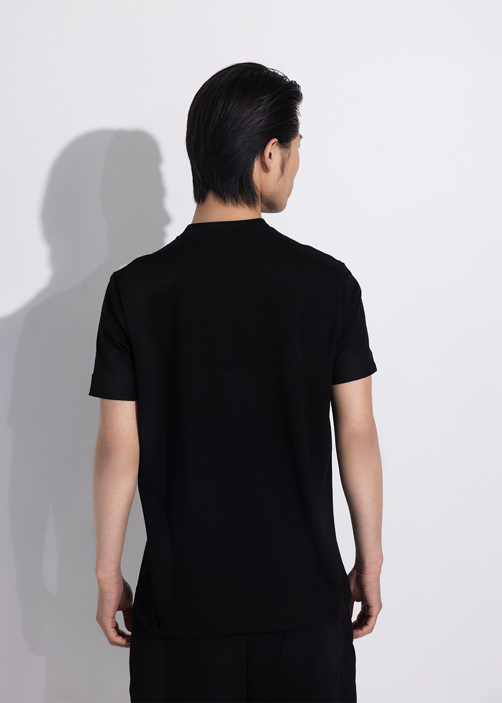 Vinyl μπλουζα με κέντημα μαυρη cotton regular fit - needlecraft logo tee