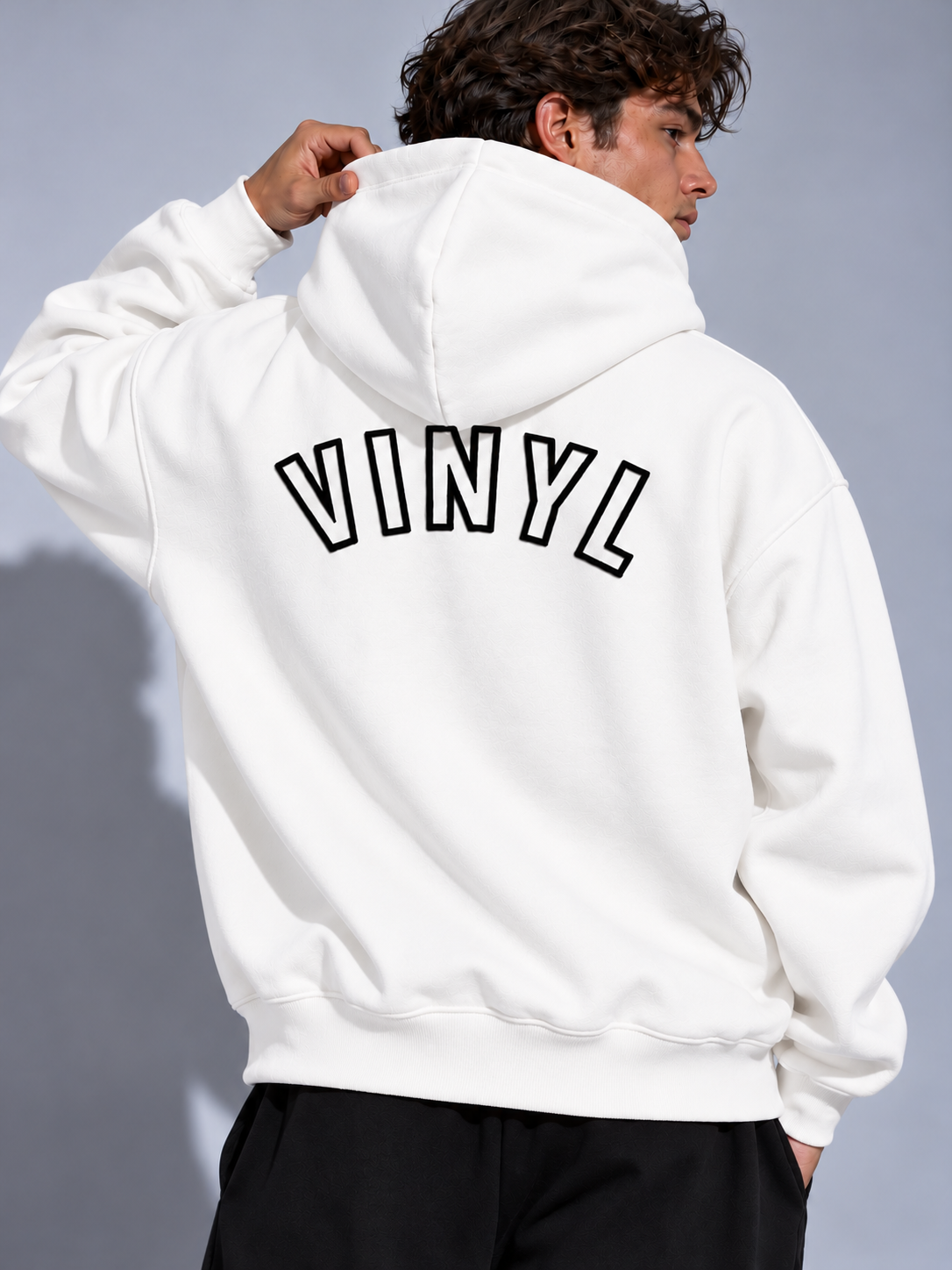 Graphic zipped hoodie white