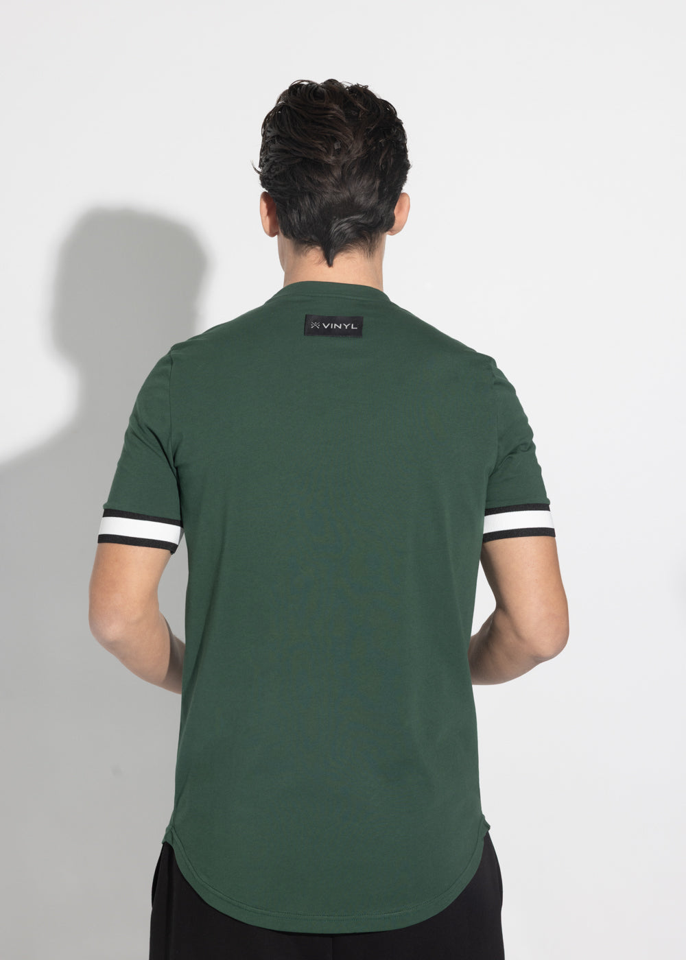 Vinyl μπλουζα με λαστιχο πράσινη cotton long line regular fit - t-shirt with elastic cuff