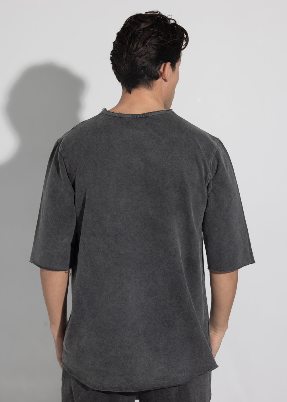Vinyl μπλουζα με κέντημα μαυρη cotton oversized - premium washed tee