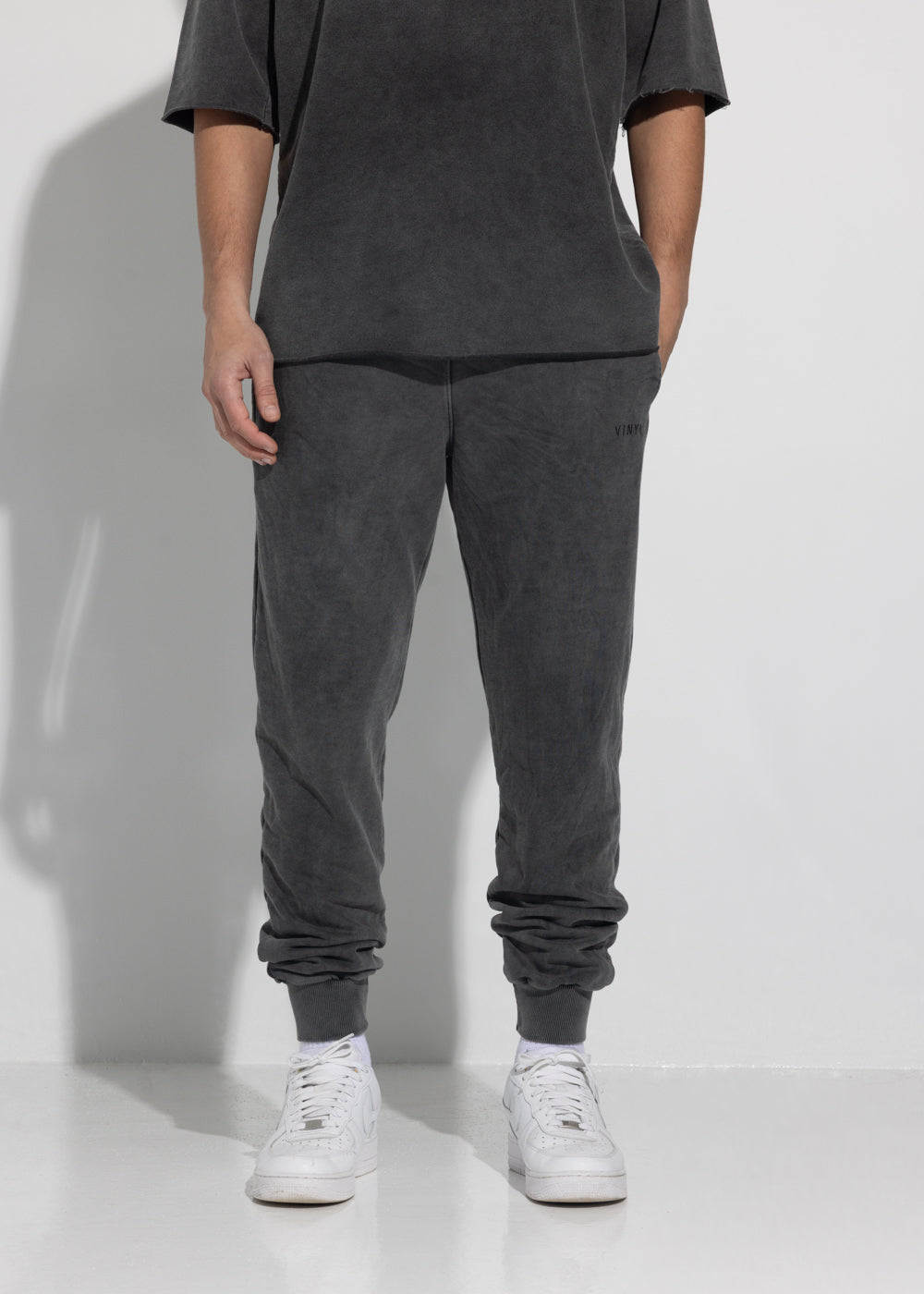 Vinyl φορμα μαυρη cotton χωρις χνουδι loose fit - premium washed jogger