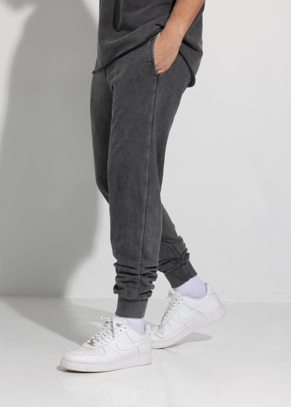 Vinyl φορμα μαυρη cotton χωρις χνουδι loose fit - premium washed jogger