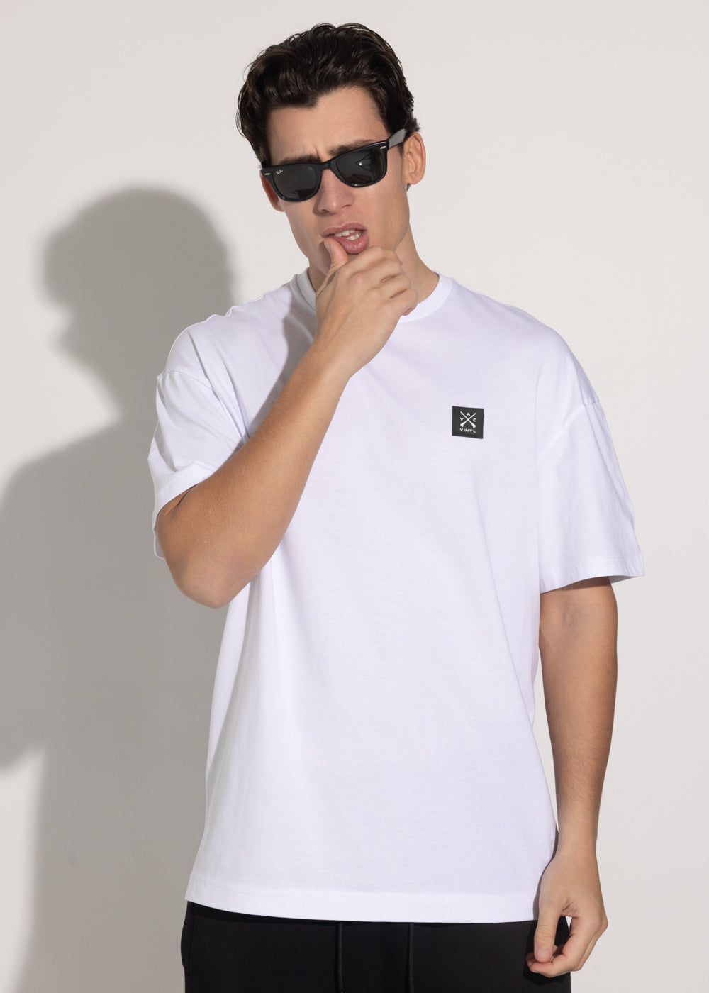 Vinyl μπλουζα με τυπωμα λευκη cotton oversized - sizzle lips t-shirt