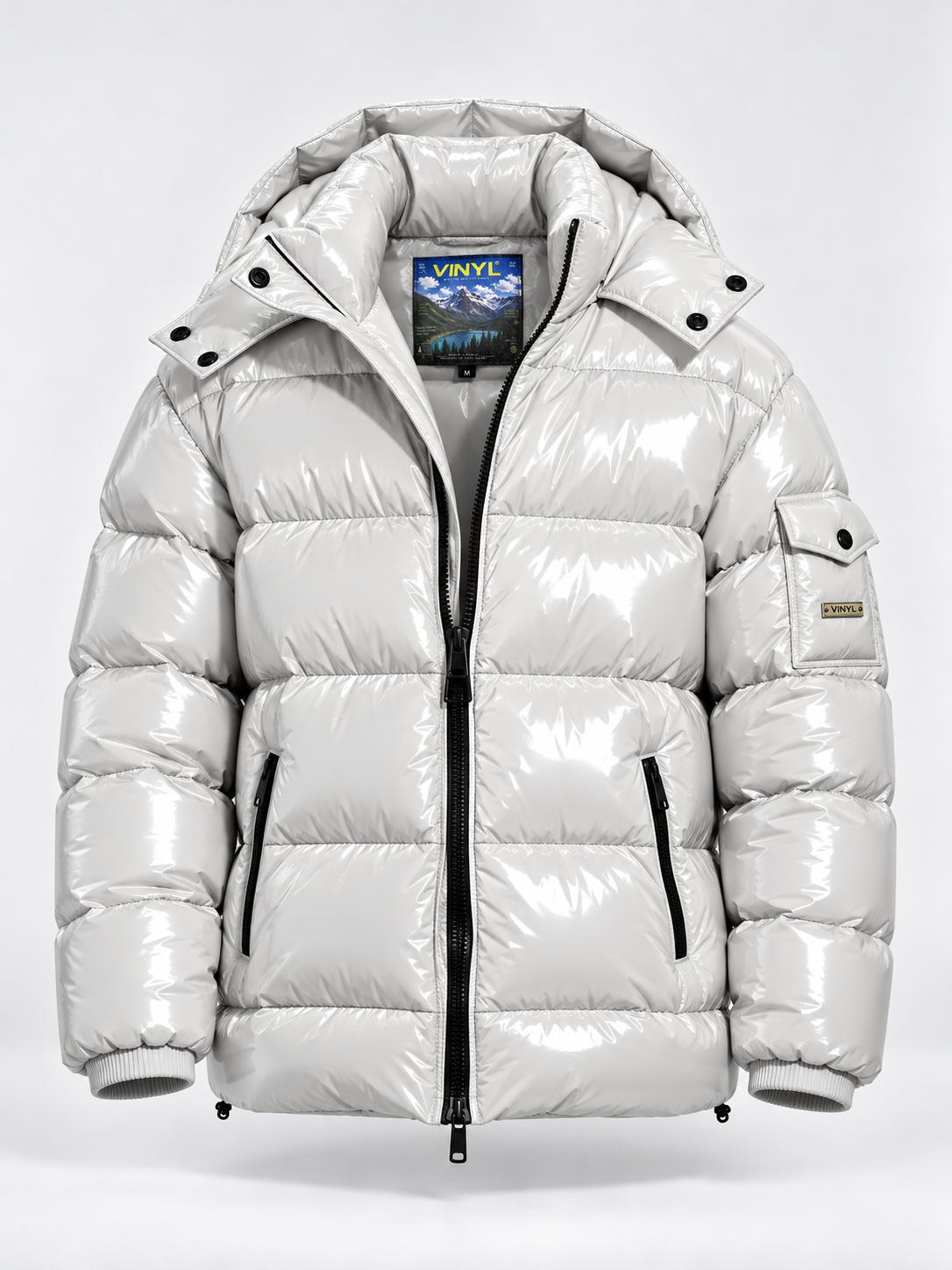 Glossy puffer jacket white