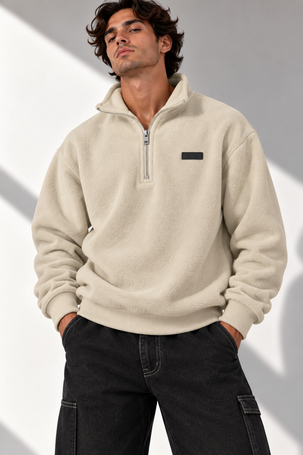 Essential Half-Zip Fleece white