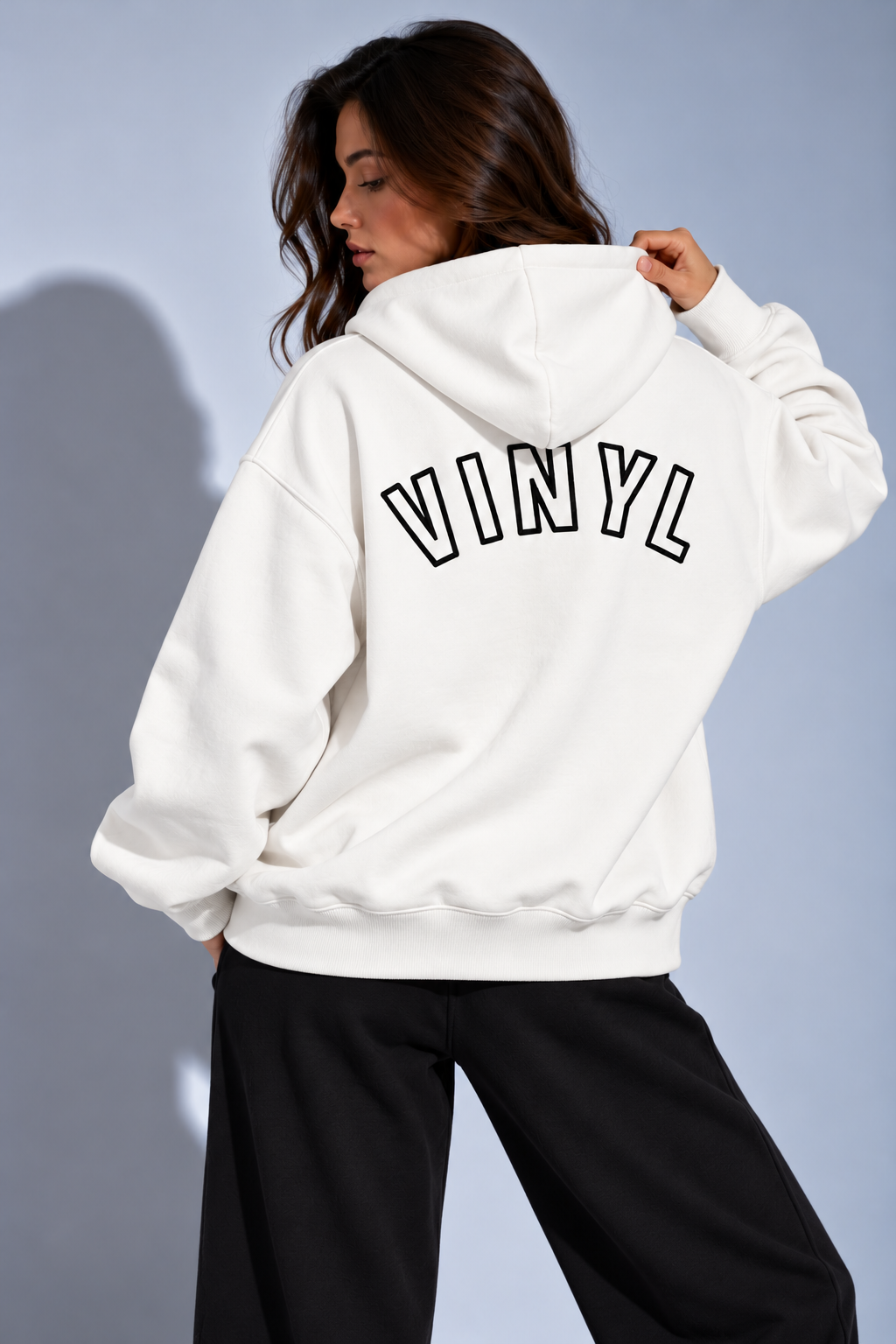 Graphic zipped hoodie white woman