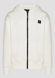 Vinyl ζακετα λευκη με ριπ τελειωμα cotton oversized - off duty zip hoodie